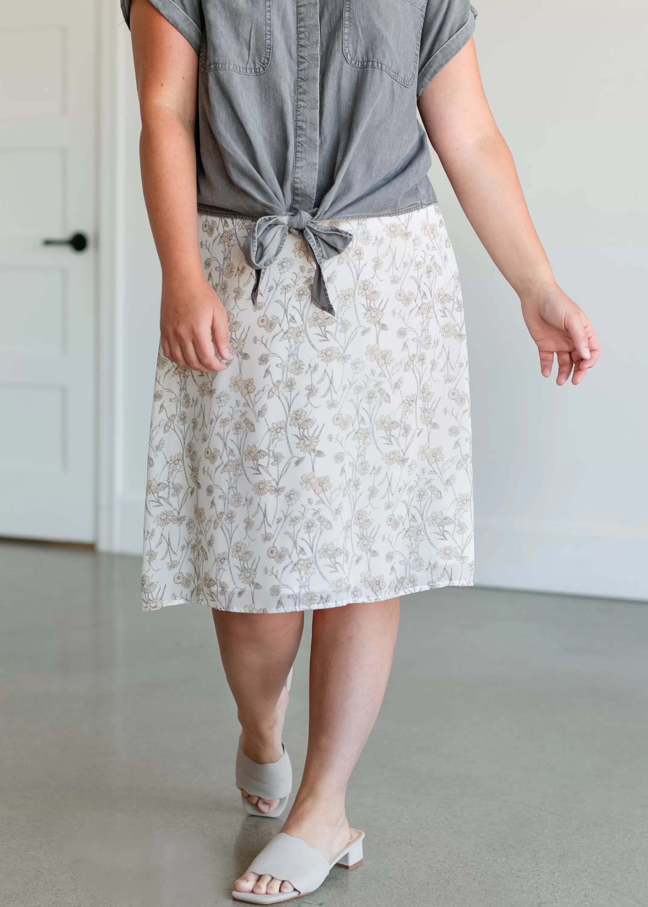 Clearance A-Line Vintage Floral Midi Skirt Women Plus Size