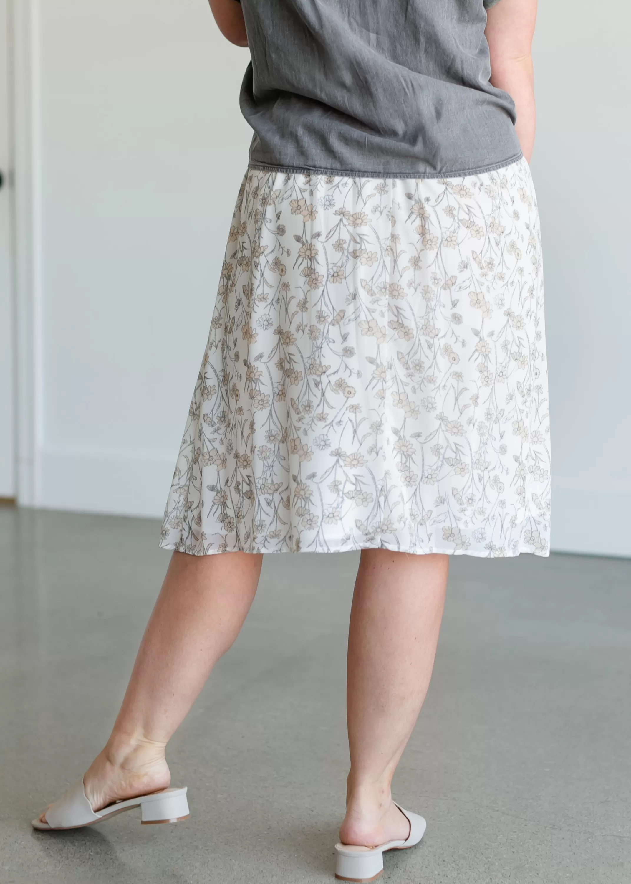 Clearance A-Line Vintage Floral Midi Skirt Women Plus Size