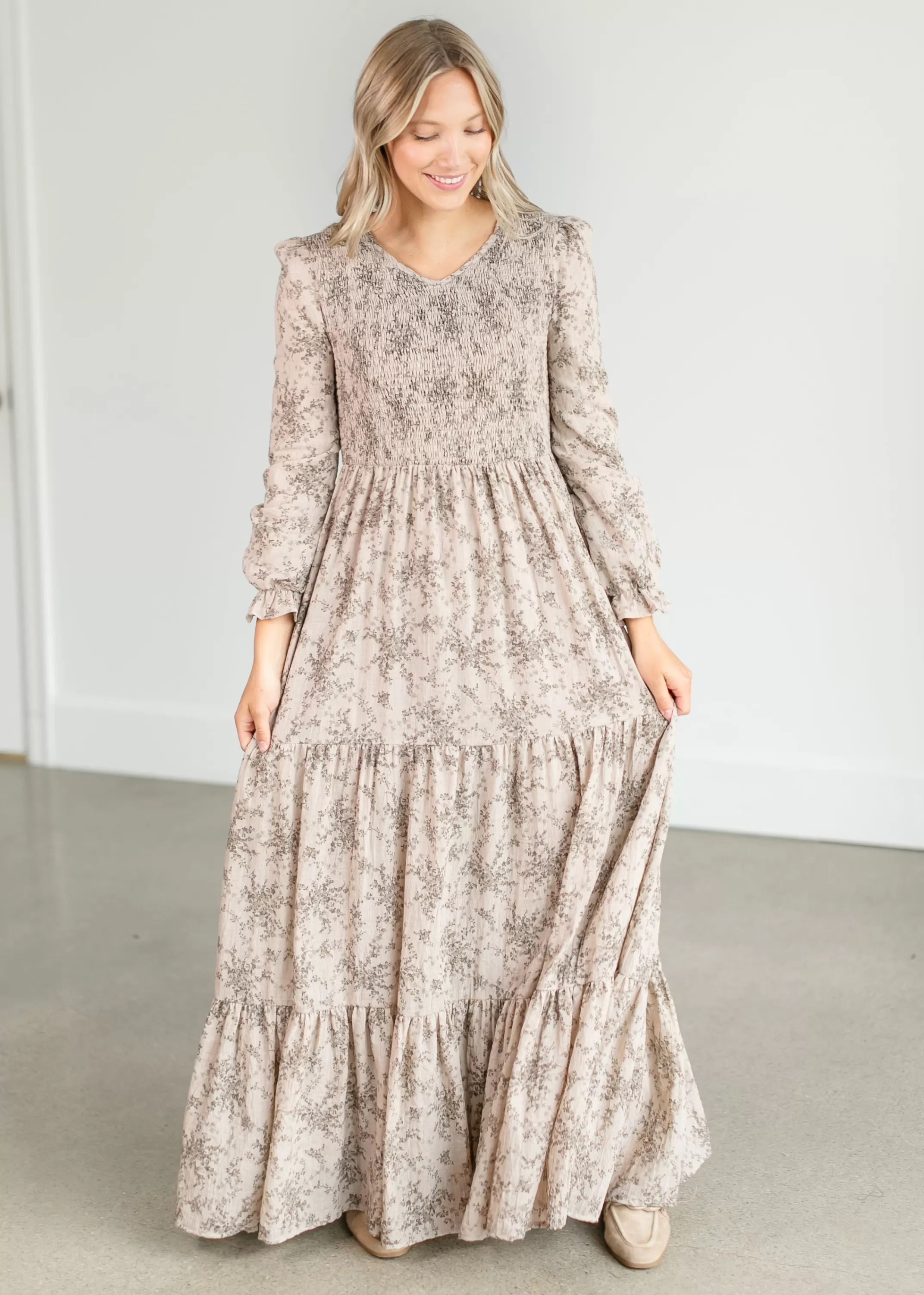 Cheap Aurora Floral Long Sleeve Maxi Dress Women Plus Size