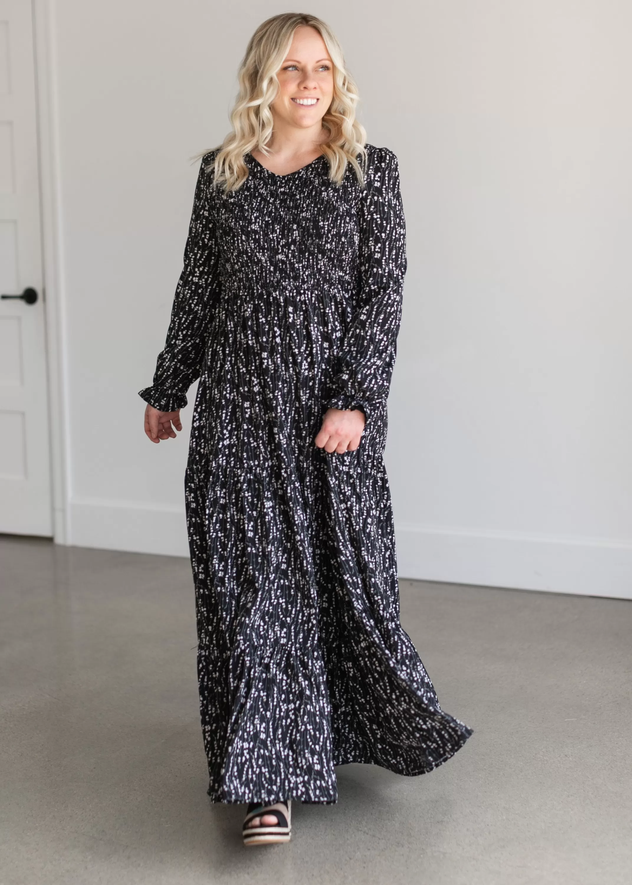 Cheap Aurora Floral Long Sleeve Maxi Dress Women Plus Size