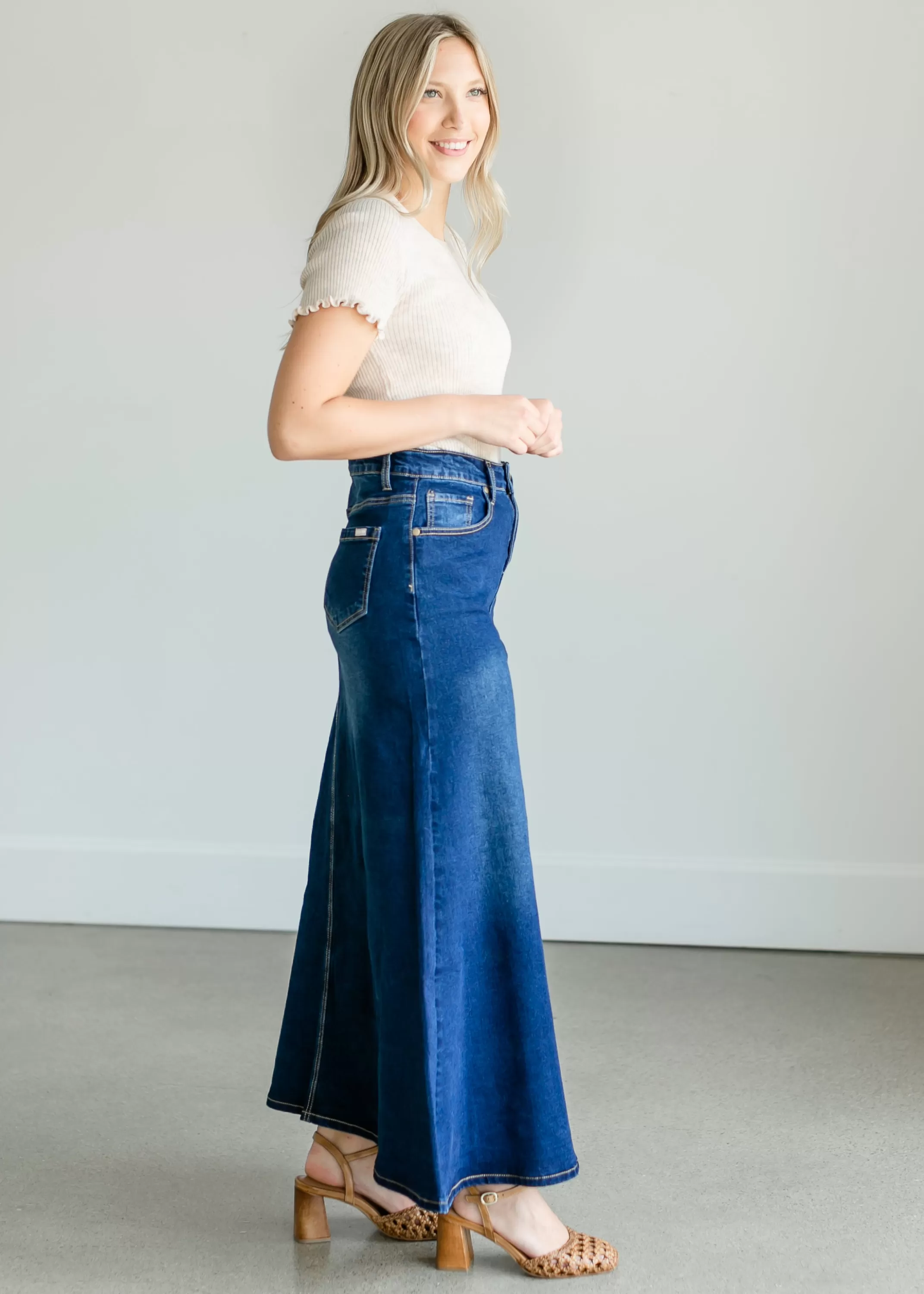 Cheap Bethany A-Line Long Denim Skirt Women Plus Size