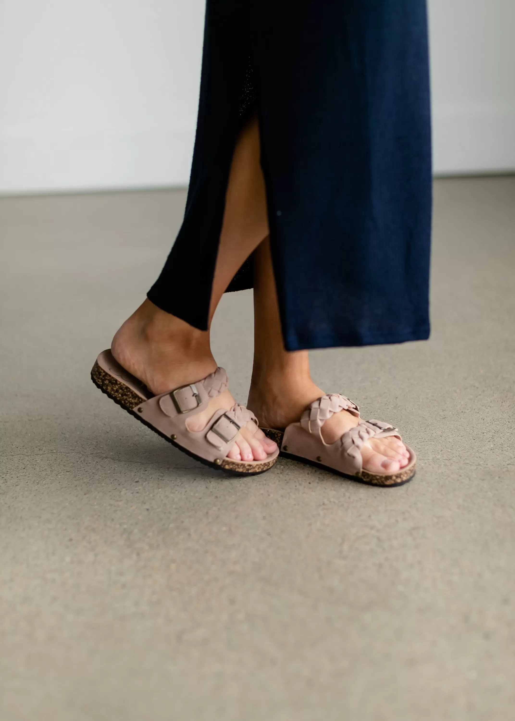 Online Braided Two Strap Slides Women Shoes