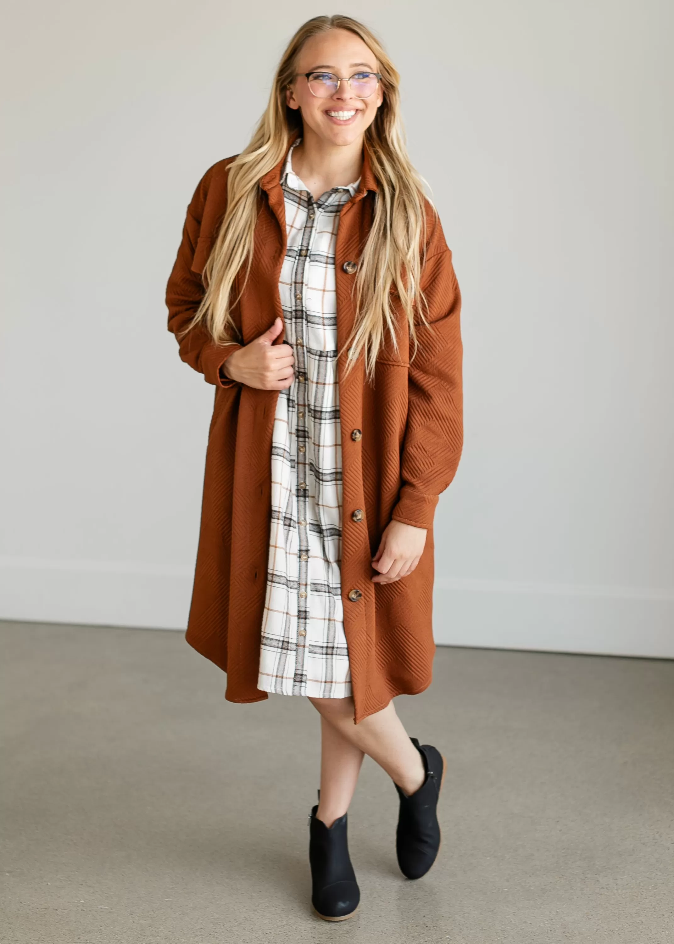 Cheap Button Up Plaid Midi Shirtdress Women Nursing Friendly