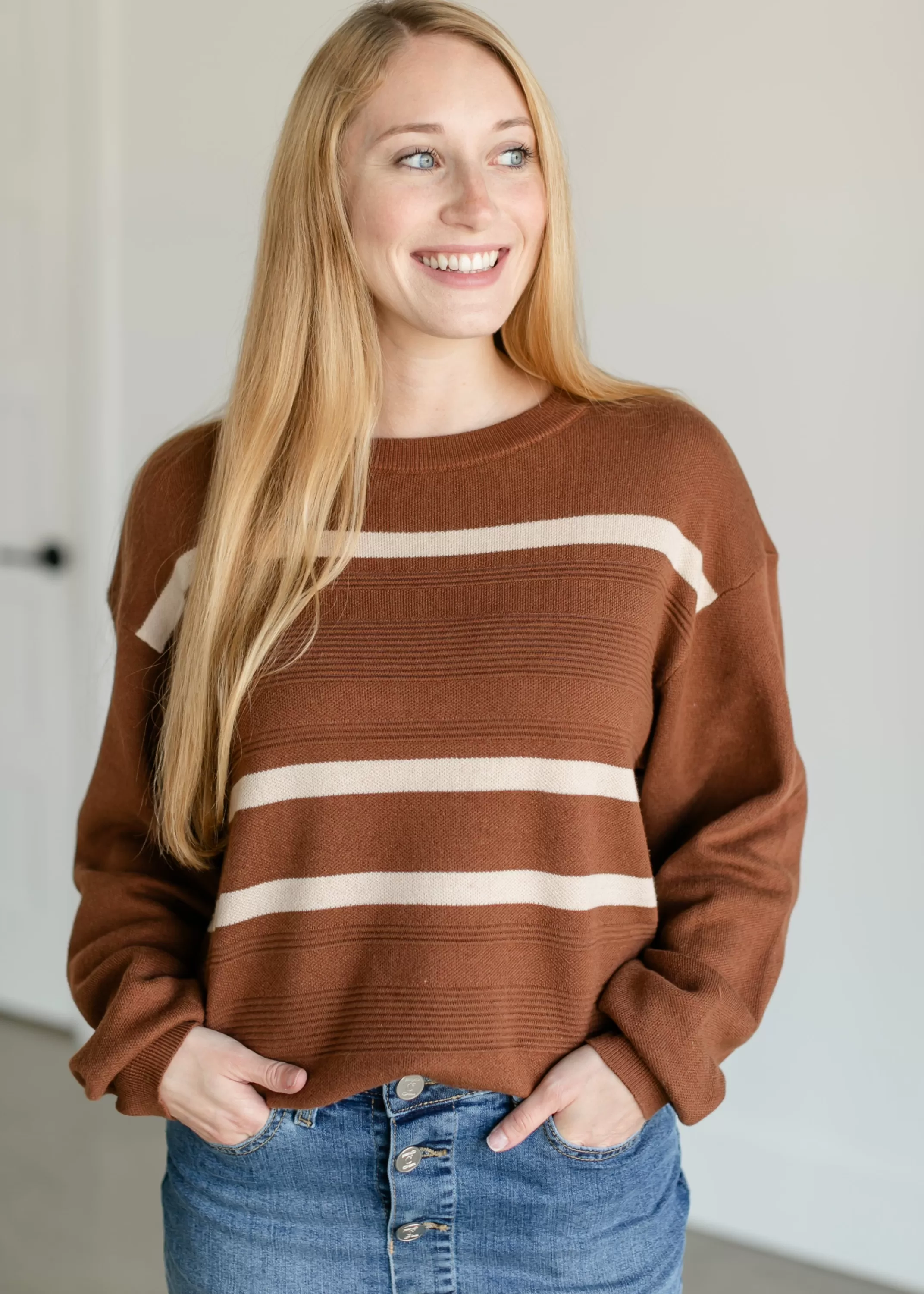 Online Cassidy Striped Knit Sweater Women Long Sleeve