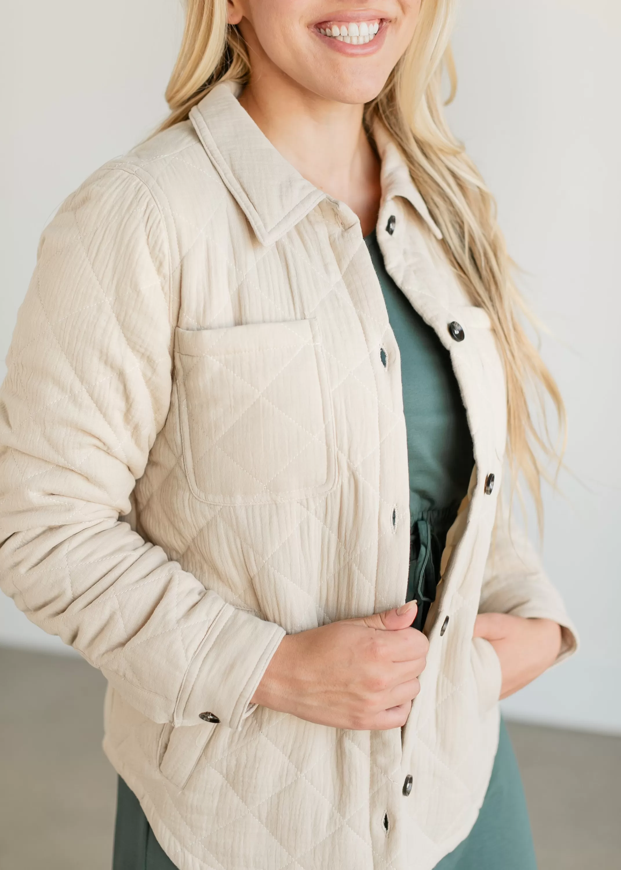 Sale Cotton Quilted Button Up Jacket Women Jackets