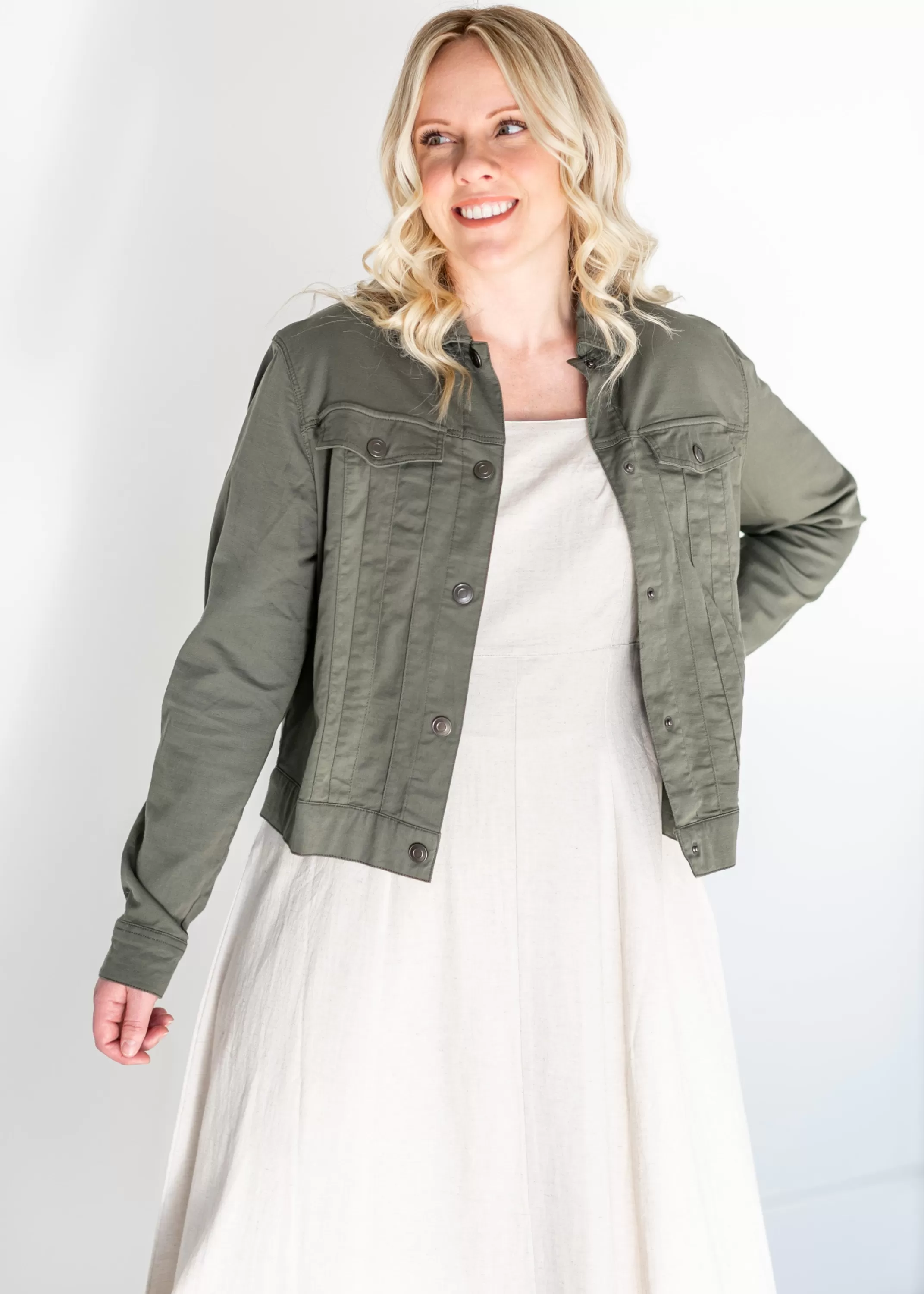 Online Cotton Twill Pintuck Jacket Women Plus Size