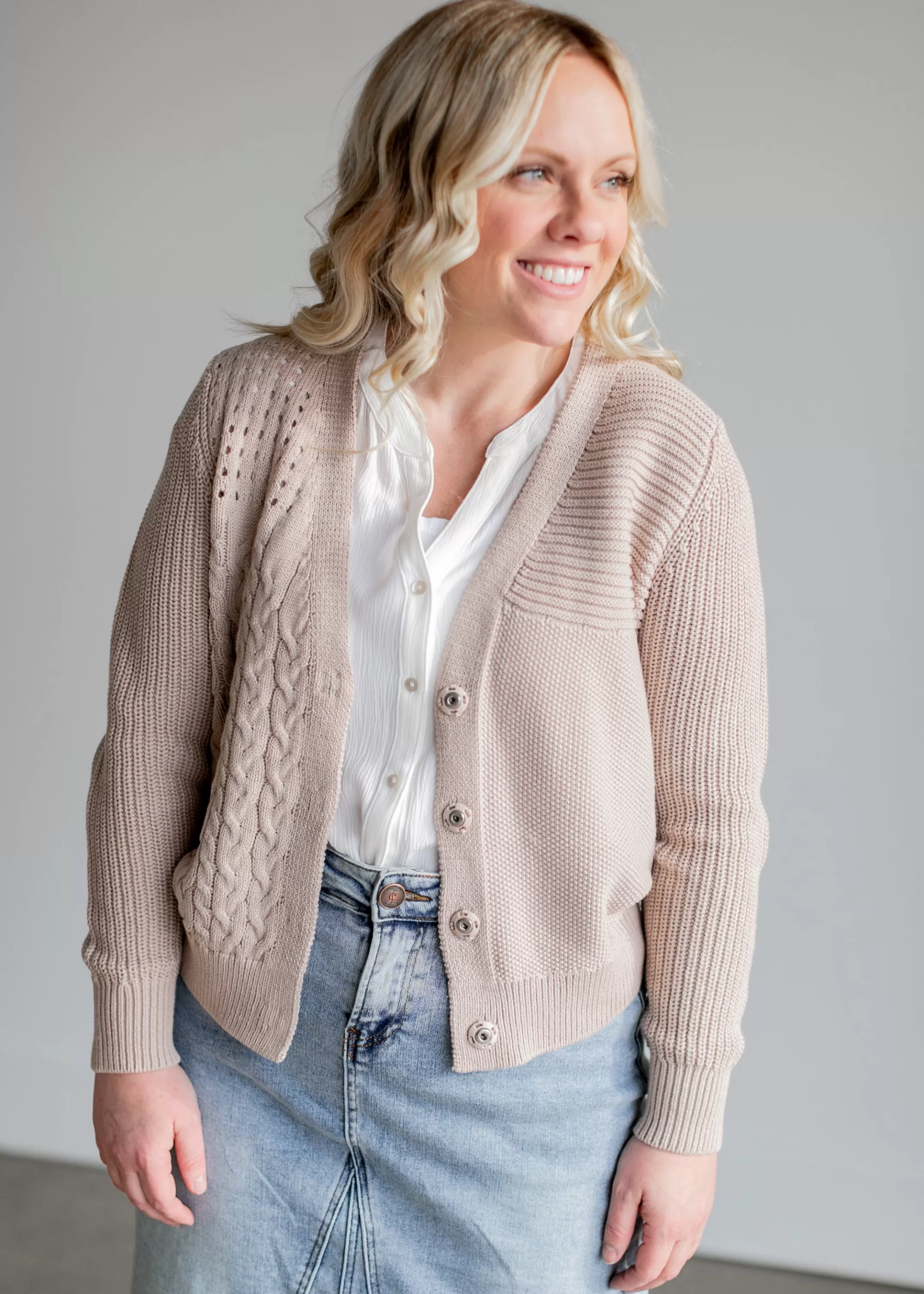 Store Derby Multi Knit Snap Cardigan Women Nursing Friendly