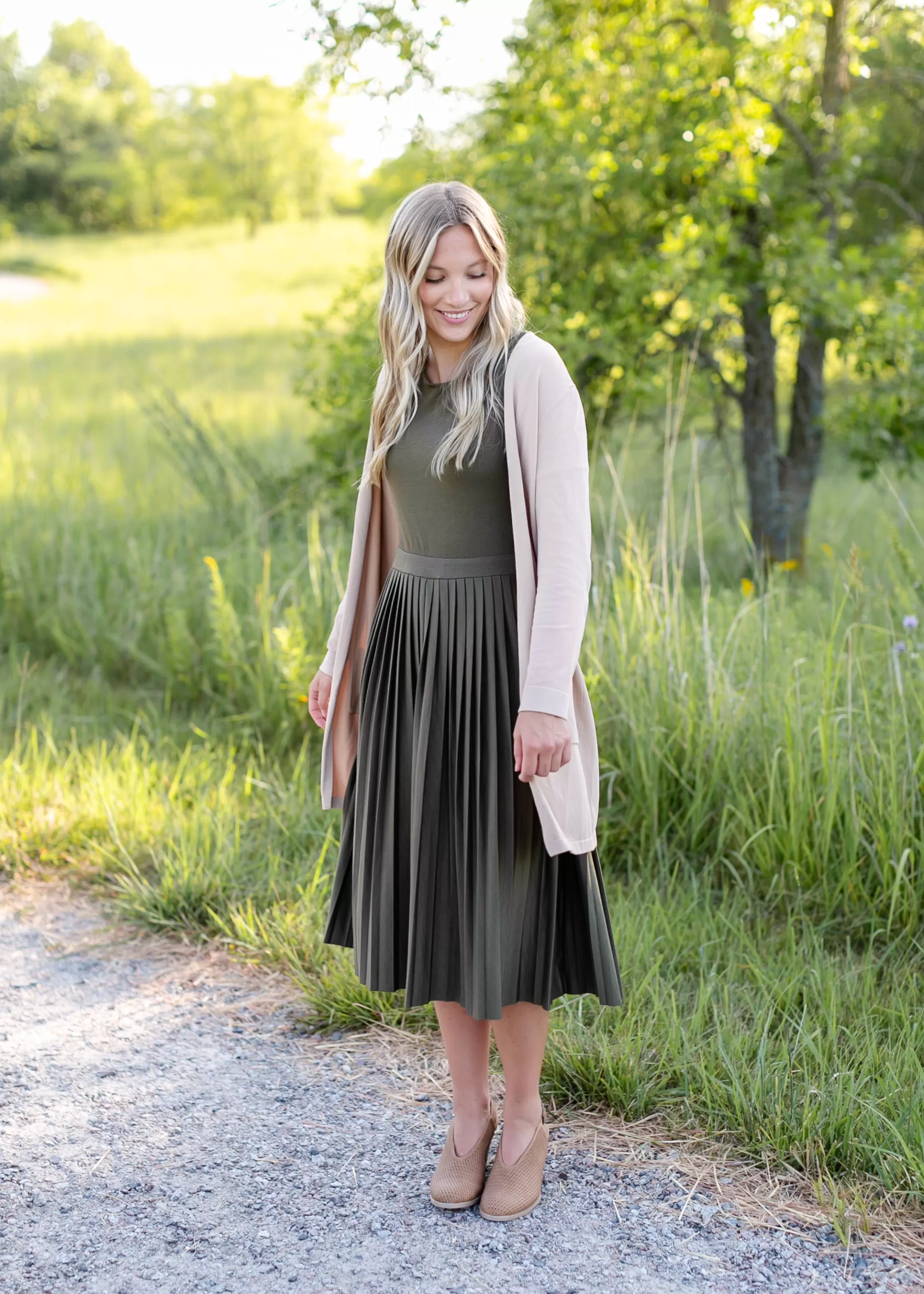 Shop Emersyn Pleated Midi Dress Women Plus Size