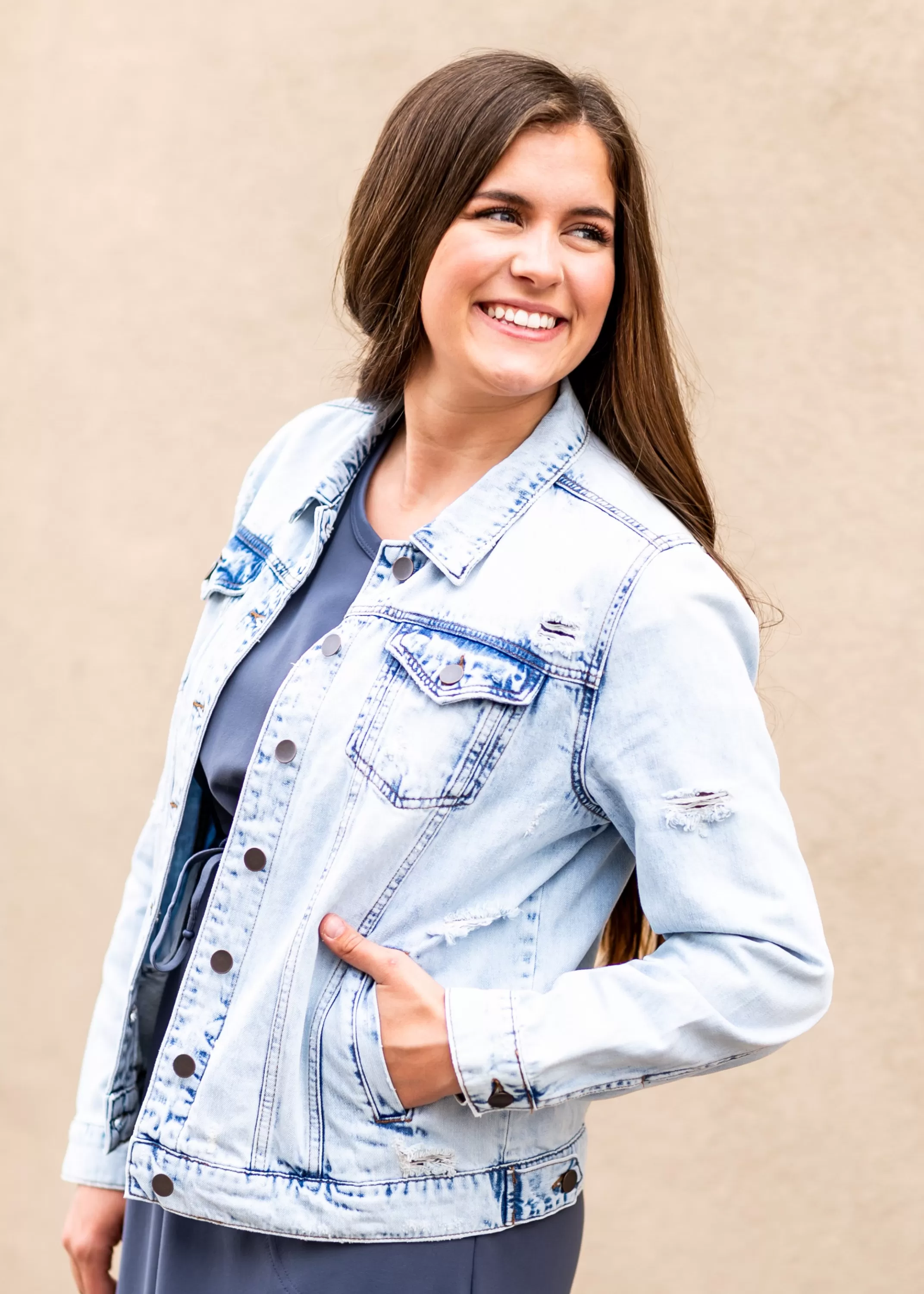 Hot Emma Relaxed Fit Denim Jacket Women Nursing Friendly