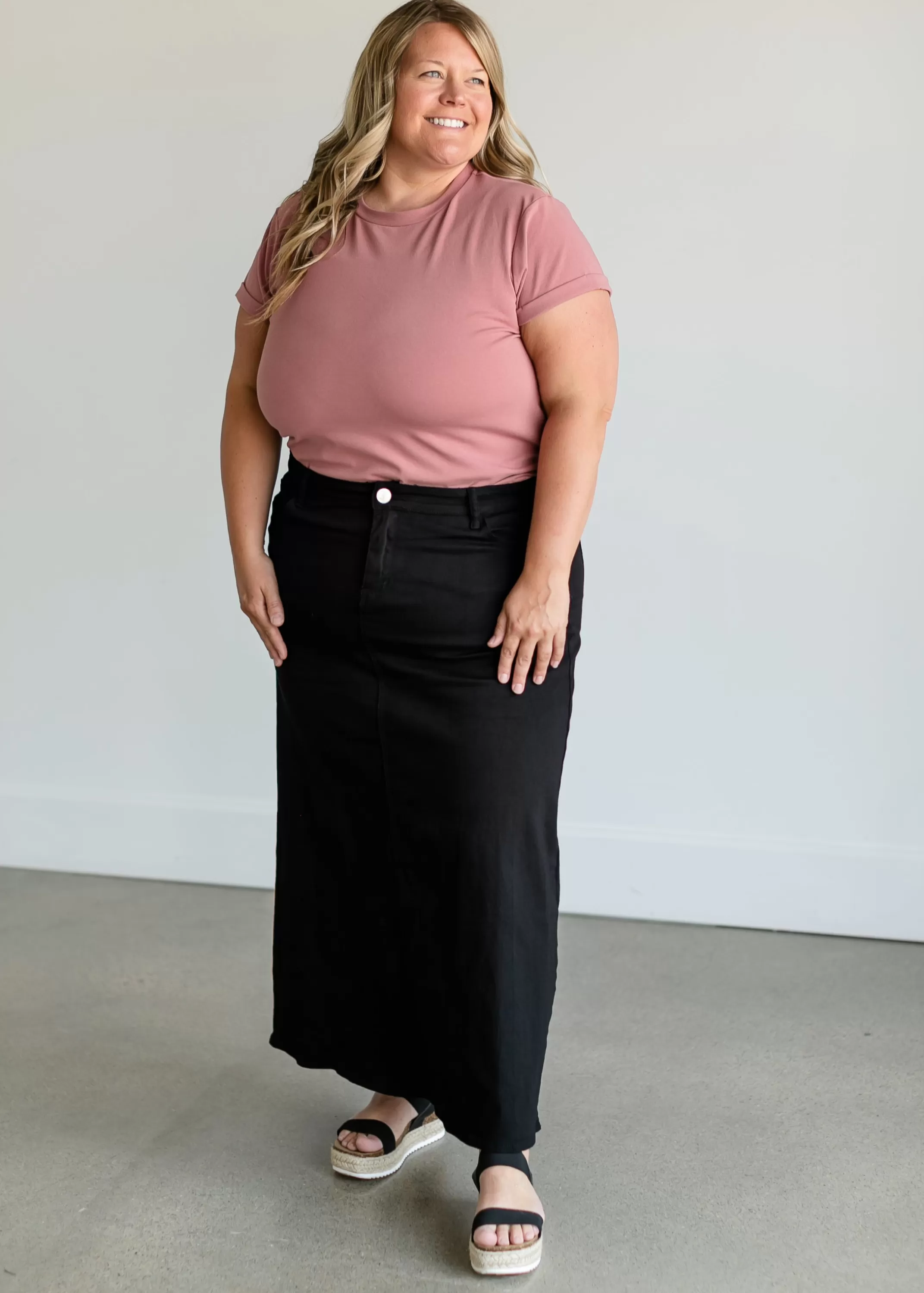 Sale Faith Black Long Denim Maxi Skirt Women Skirts