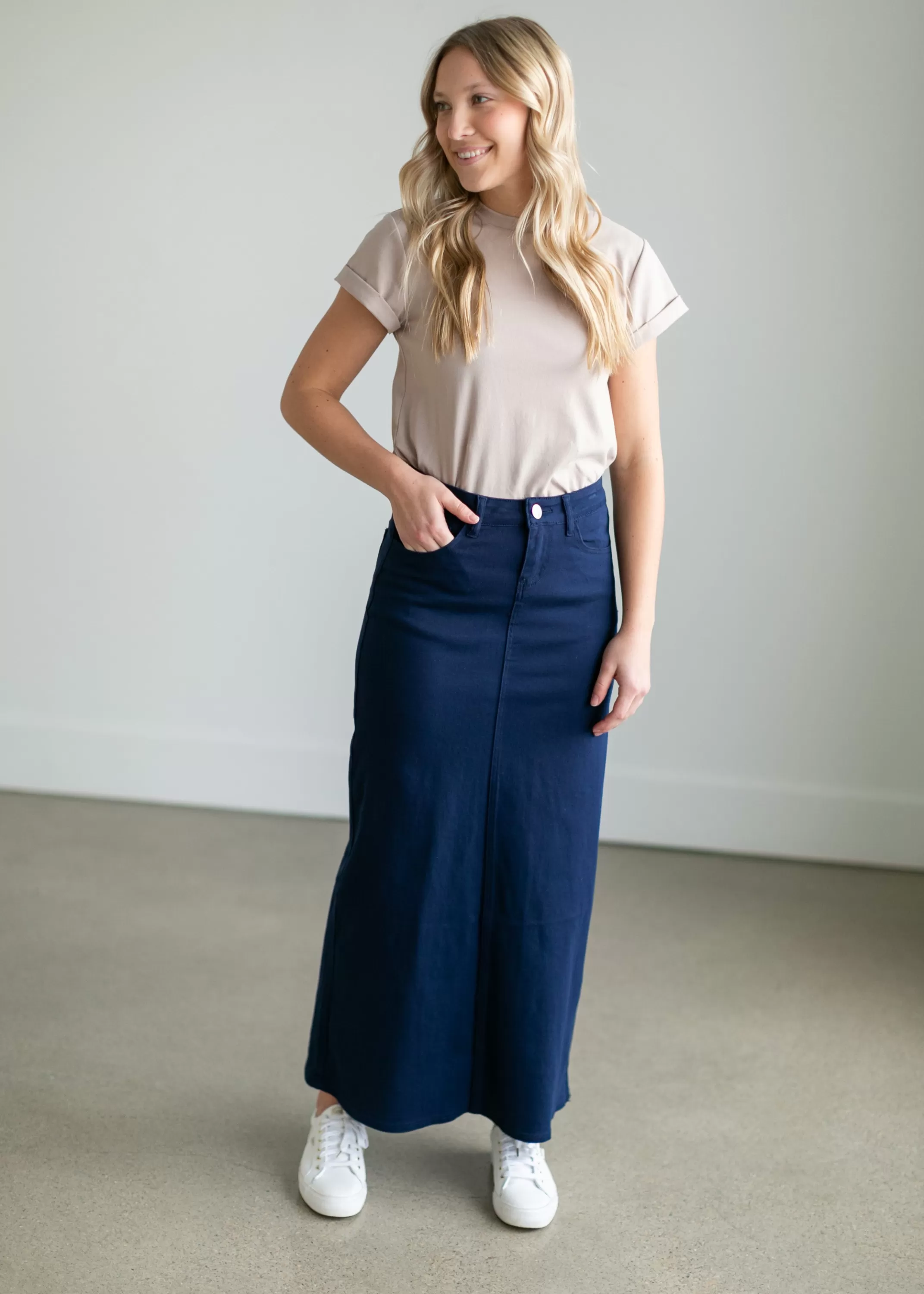 Flash Sale Faith Navy Long Denim Maxi Skirt Women Skirts