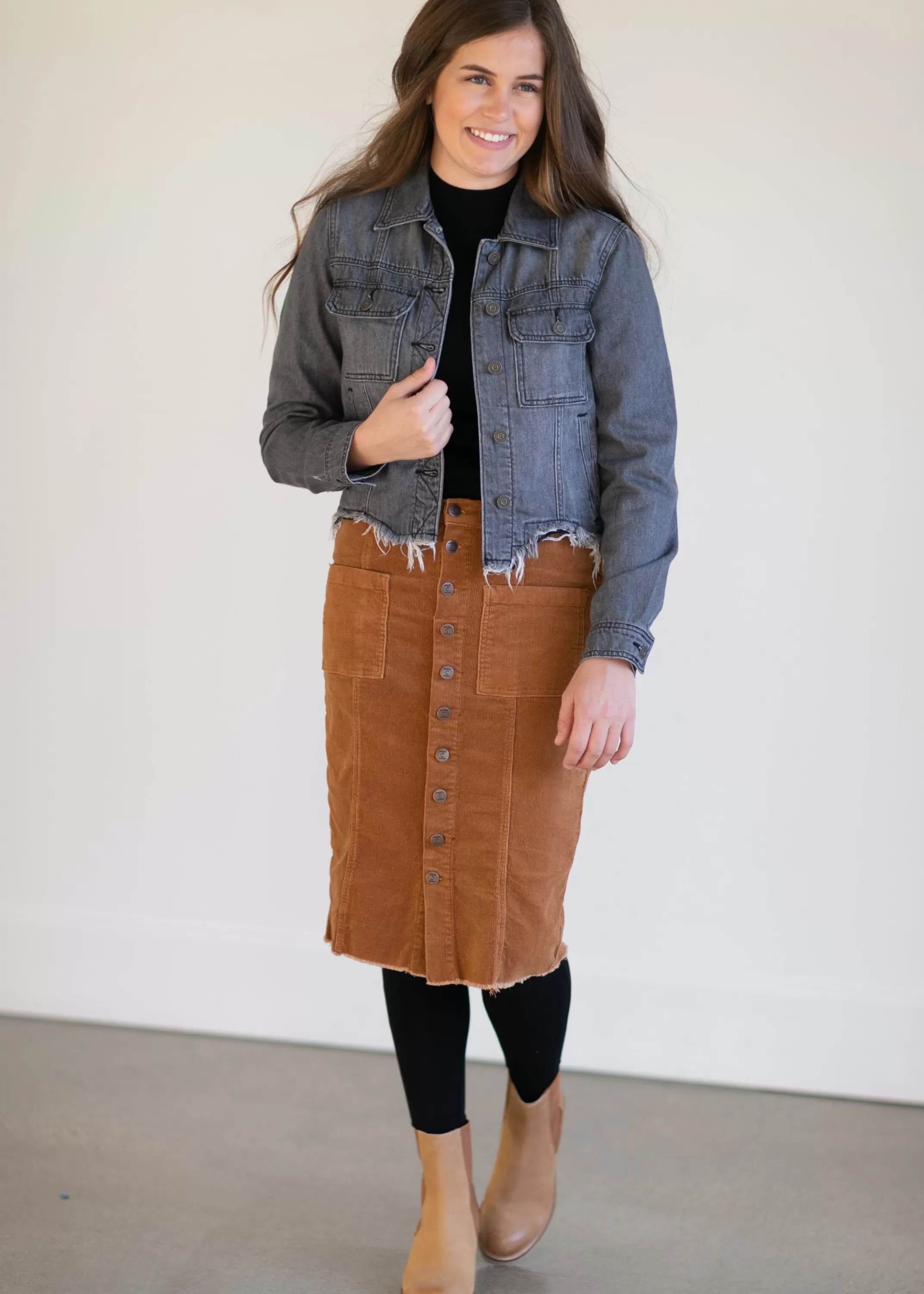 Discount Farrah Rust Corduroy Skirt Women Skirts