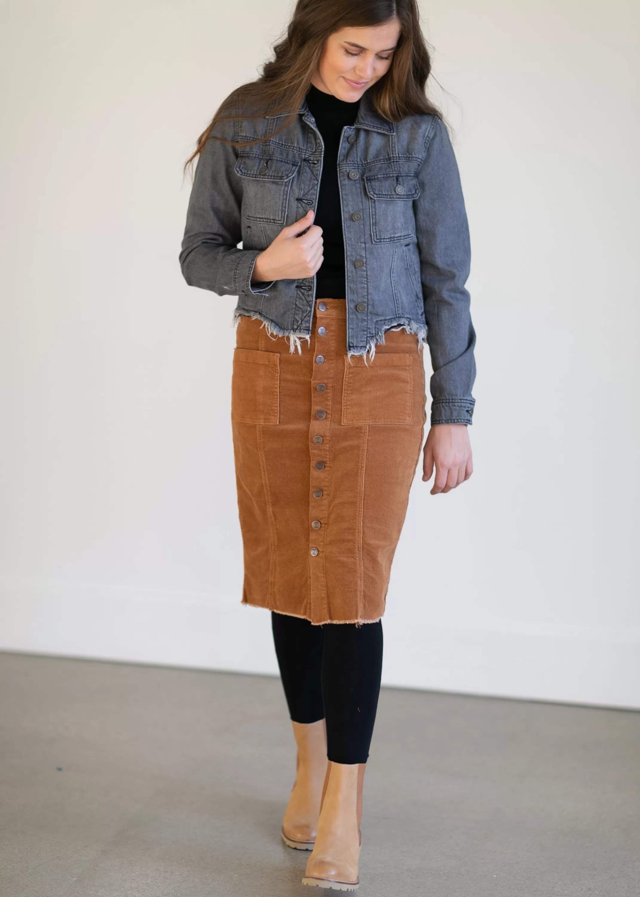 Discount Farrah Rust Corduroy Skirt Women Skirts