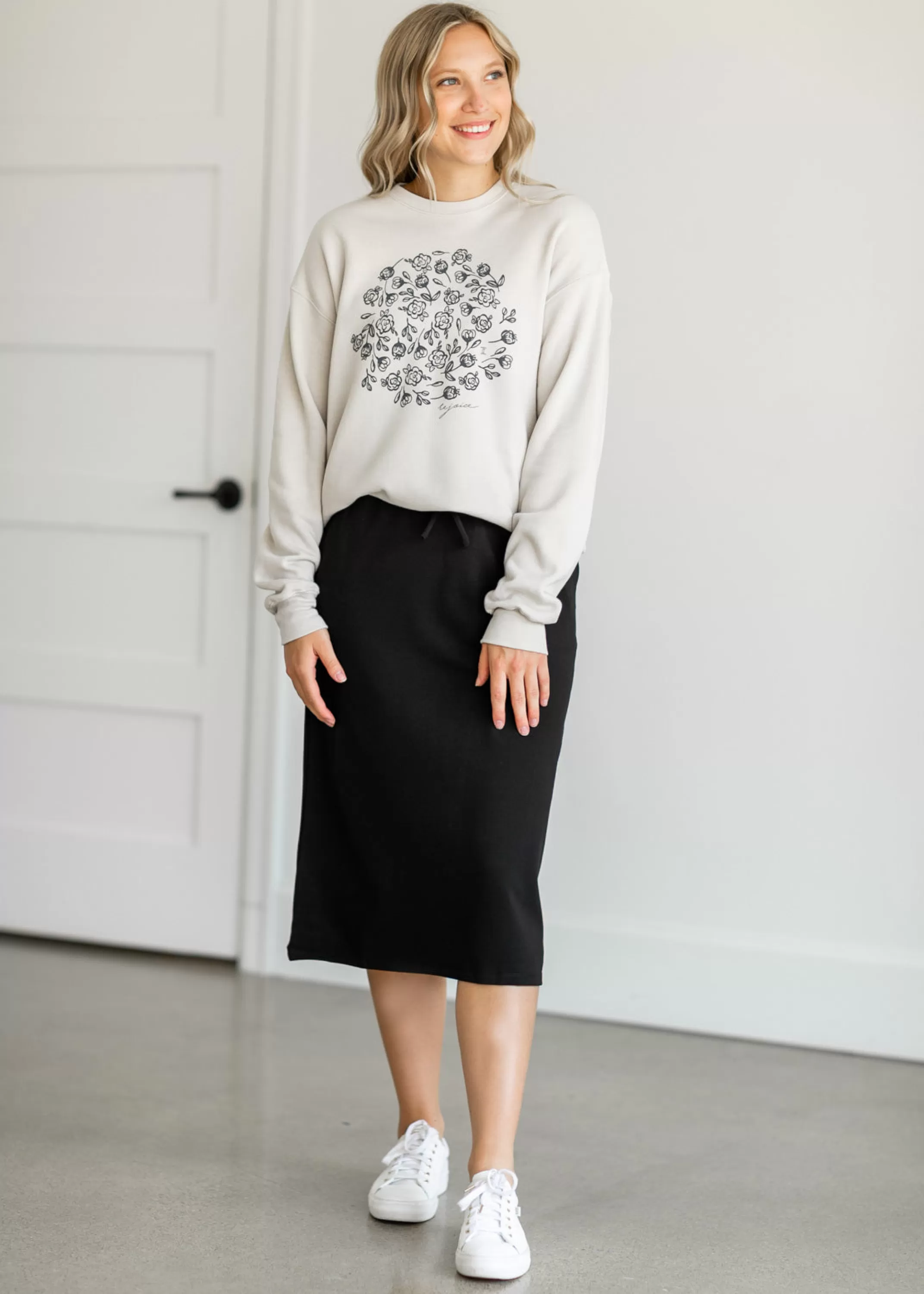 Outlet Floral Rejoice Crewneck Sweatshirt Women Plus Size