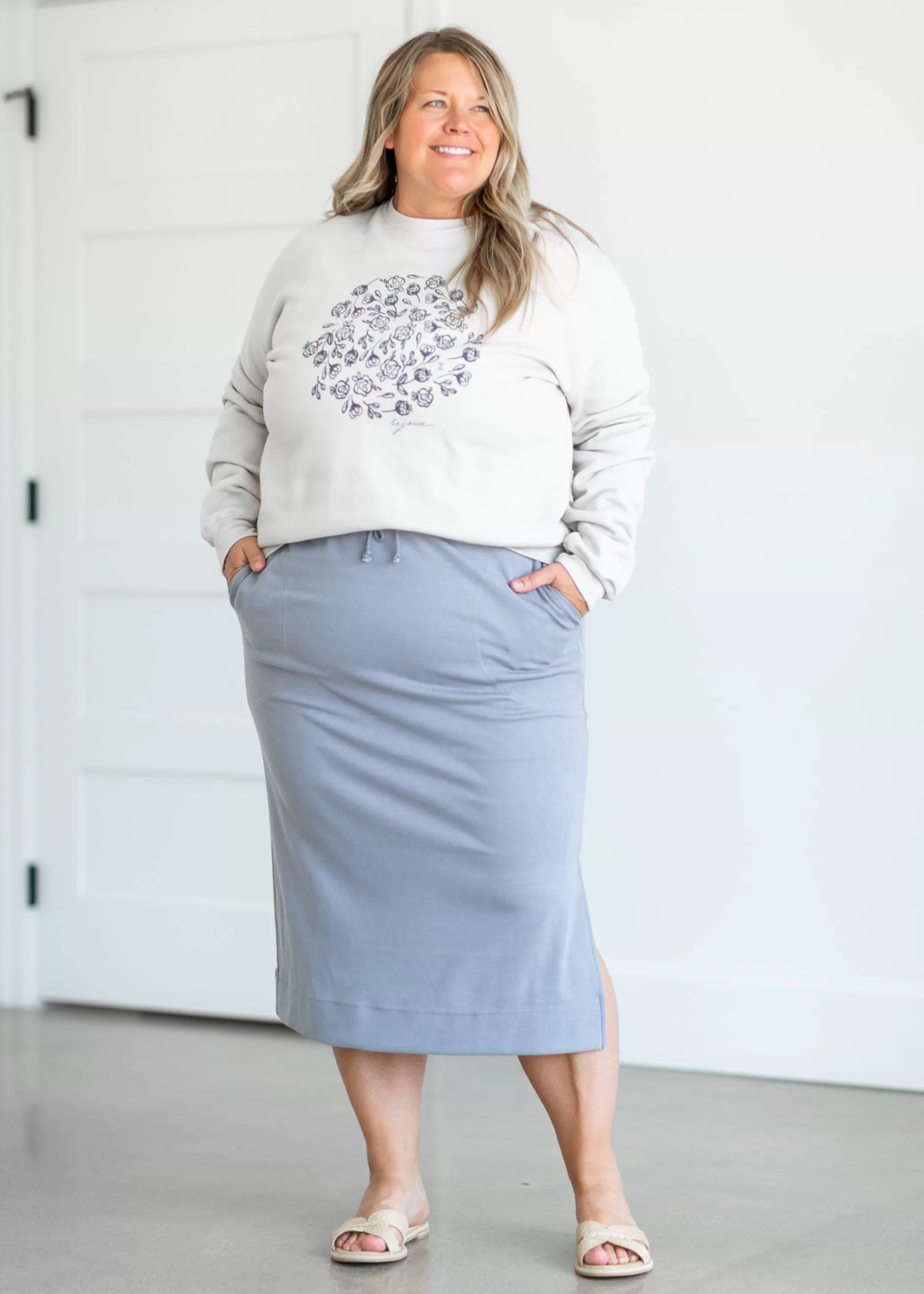 Outlet Floral Rejoice Crewneck Sweatshirt Women Plus Size