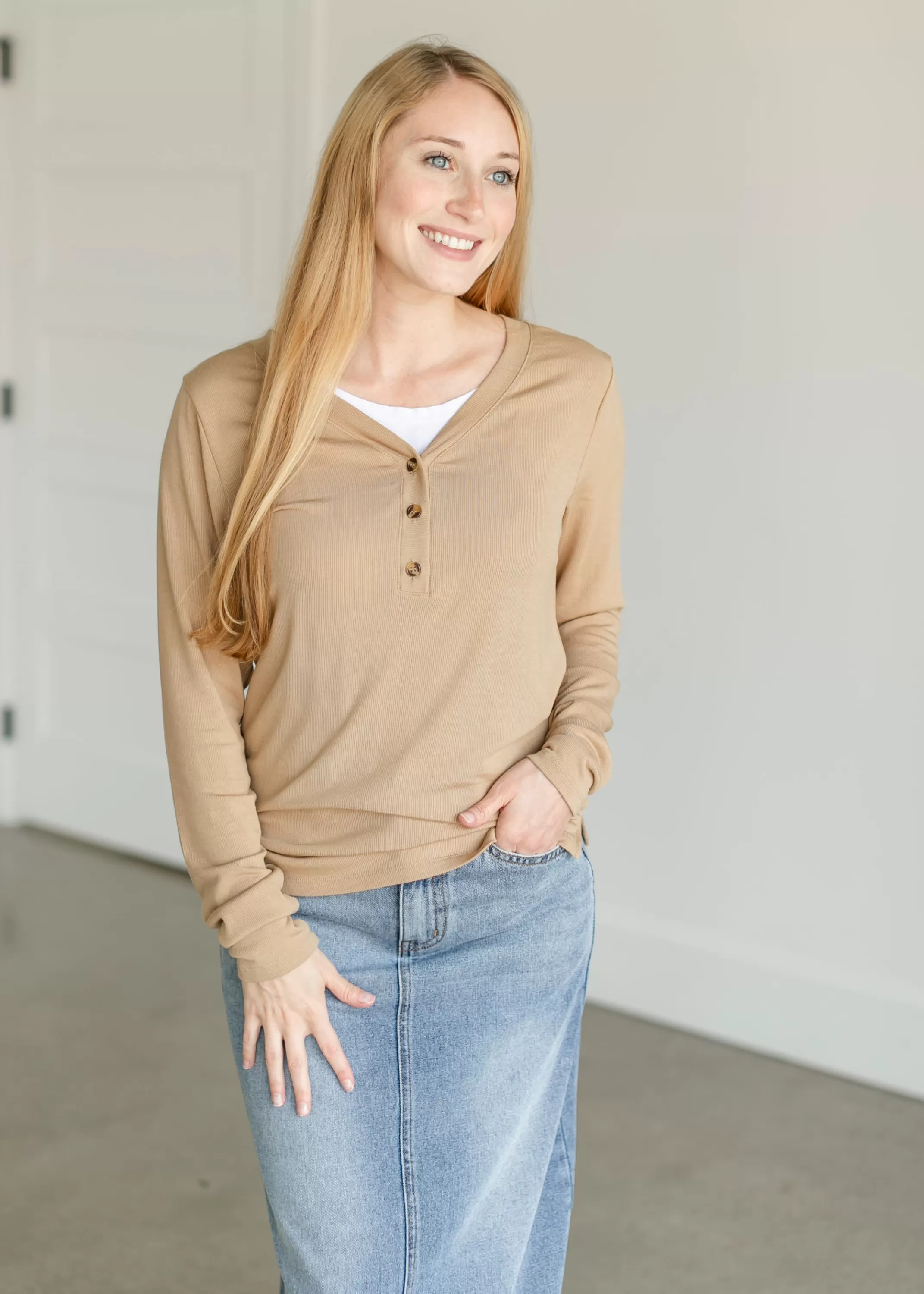 Store Frankie Fine Knit Half Button Top Women Nursing Friendly