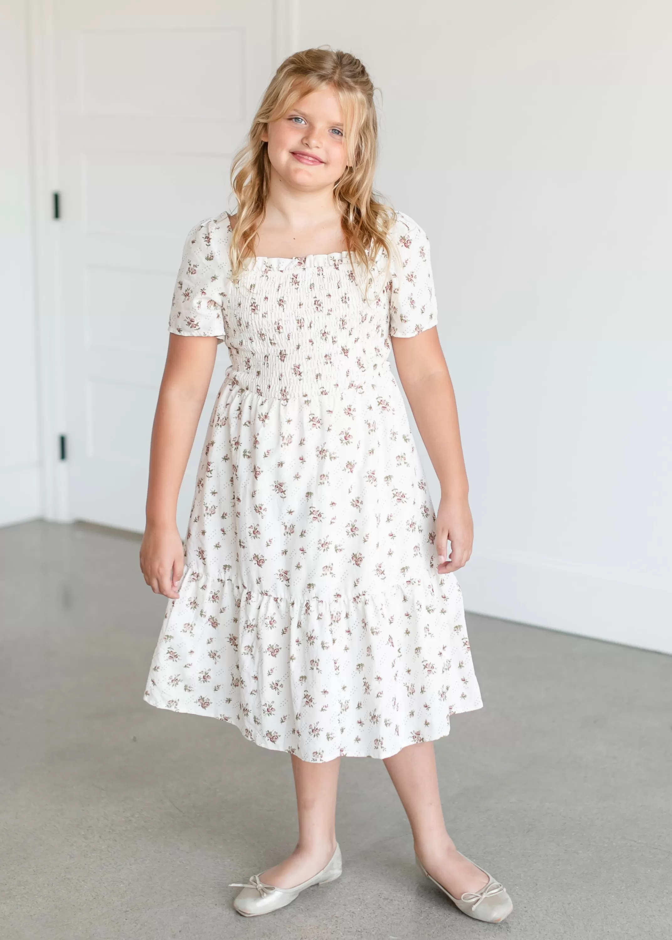 Best Girl's Summer Smocked Midi Dress Women Mommy + Me