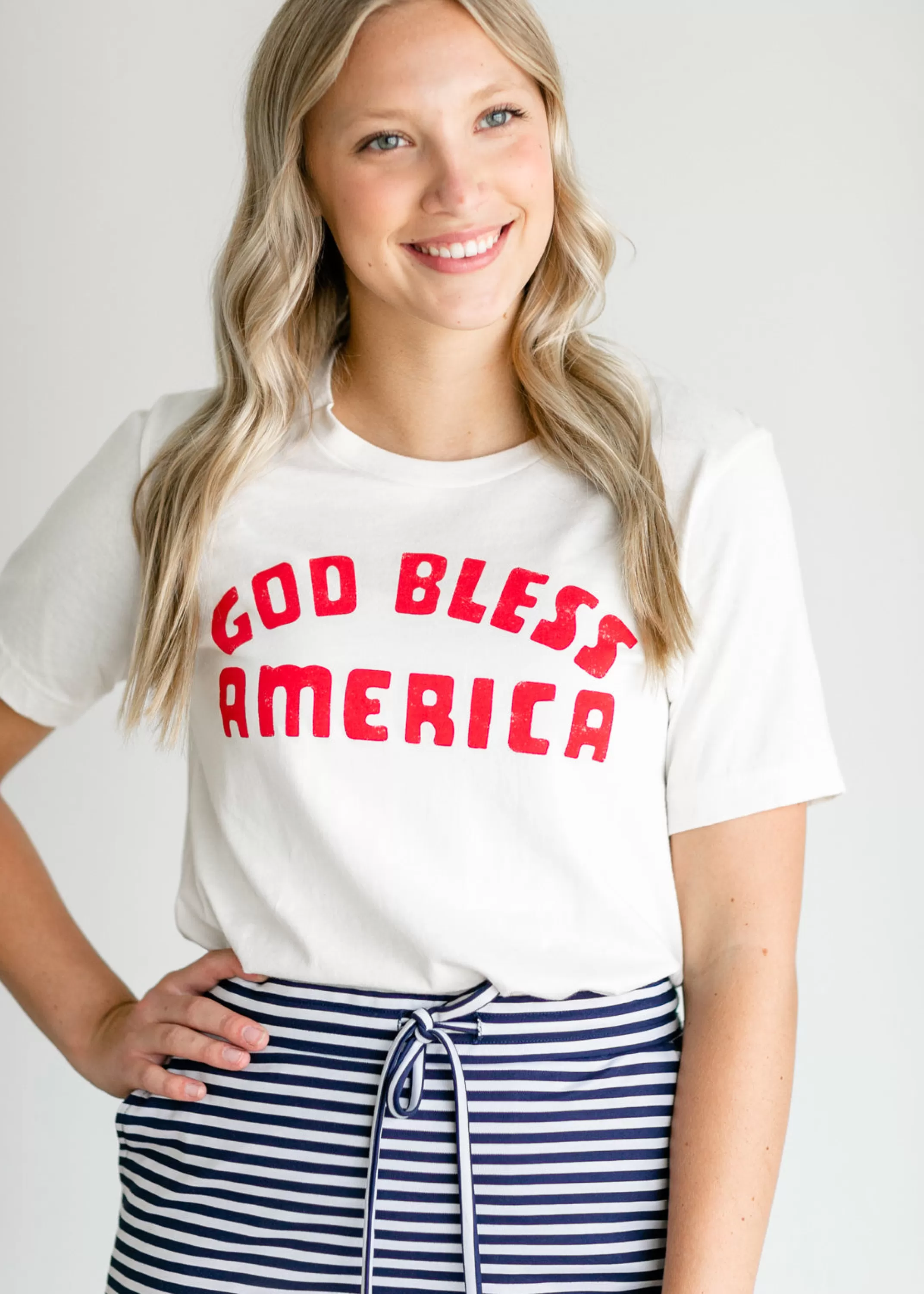 Shop God Bless America Graphic T-Shirt Women Short Sleeve