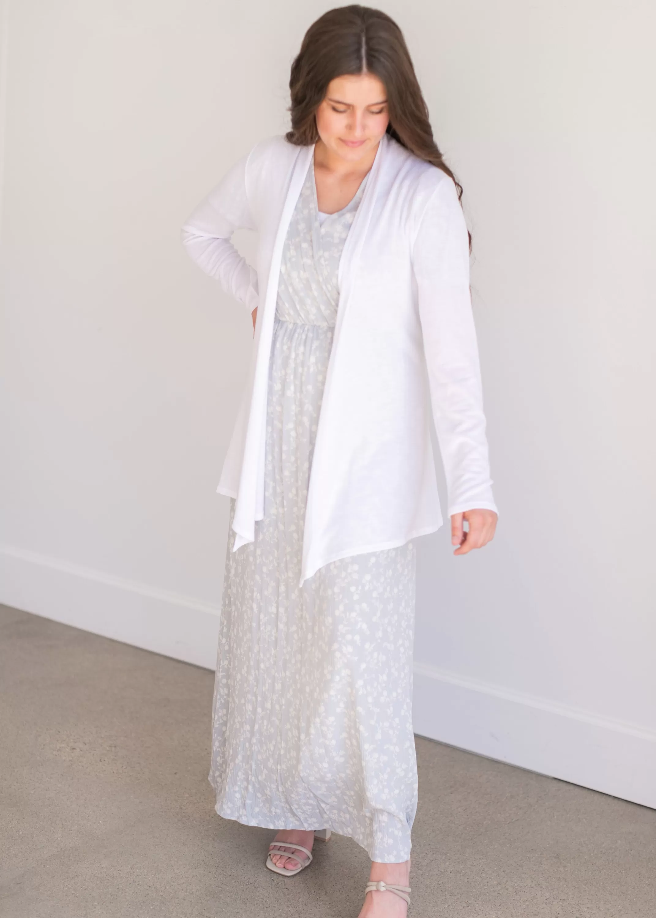 Store Hacci White Open Front Cardigan Women Plus Size