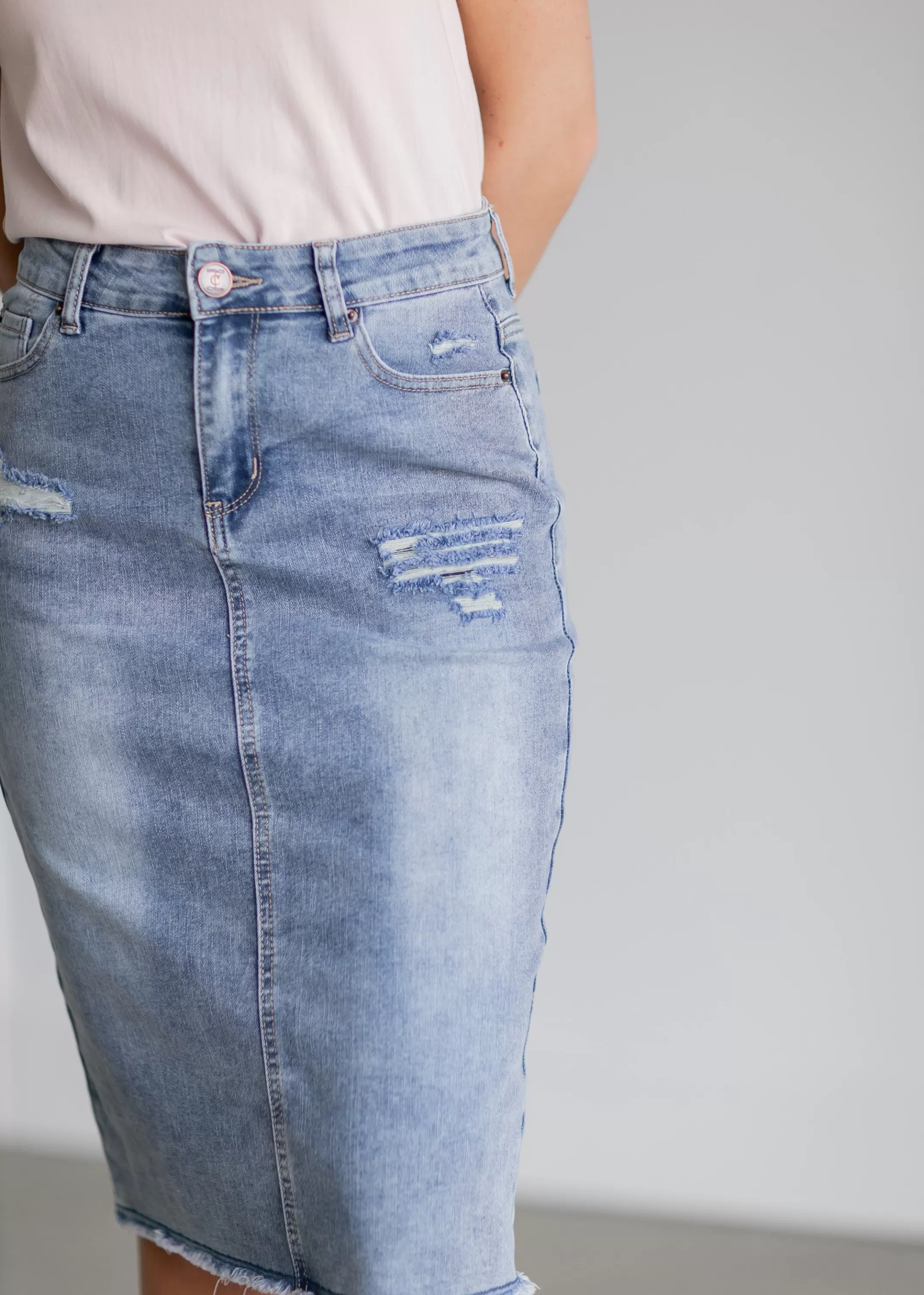 Cheap Hadley High Rise Denim Midi Skirt Women Plus Size