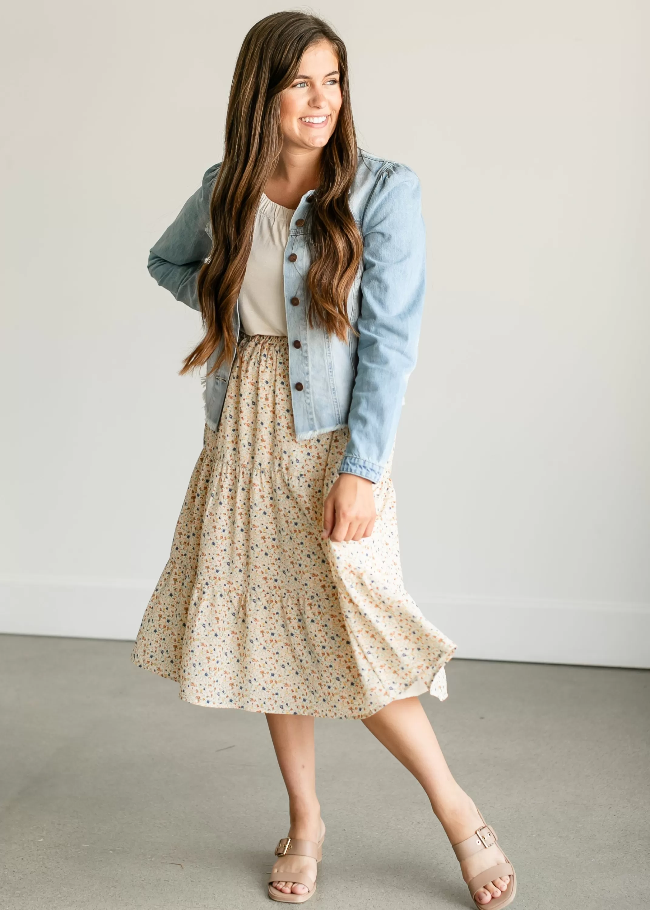 Outlet Harlow Floral Tiered Midi Skirt Women Plus Size