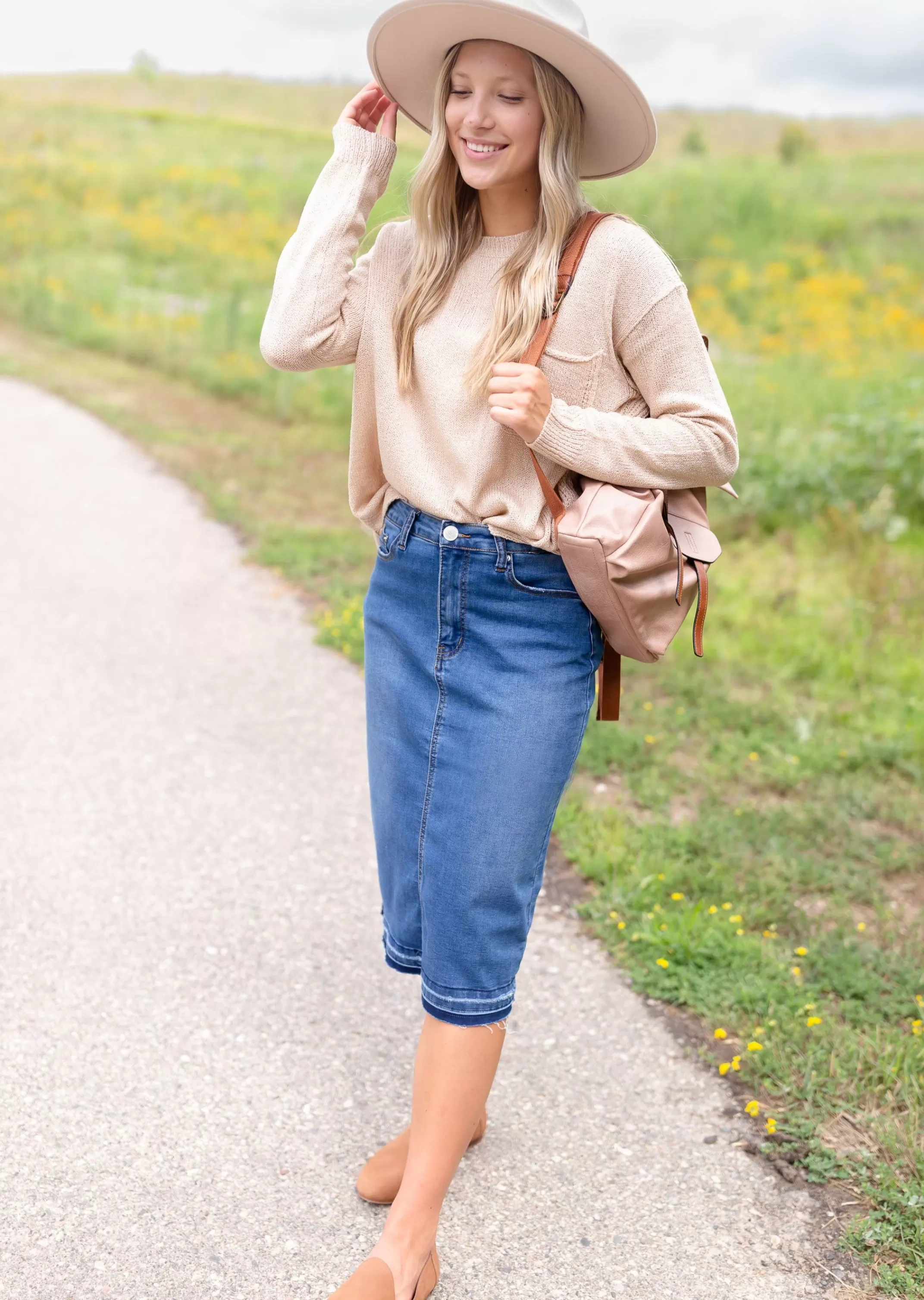 Best Jacki Distressed Raw Hem Denim Midi Skirt Women Denim