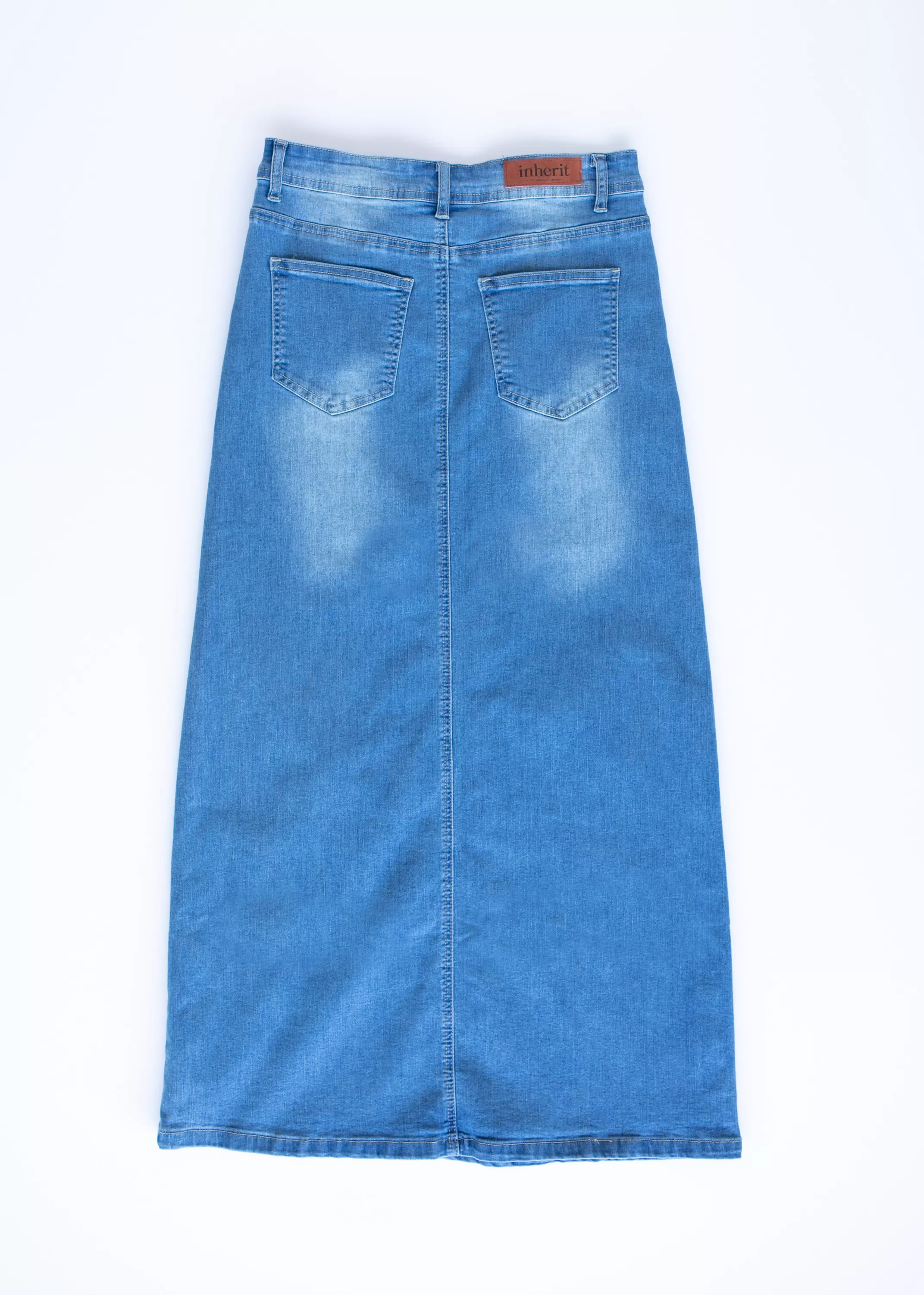 New Jessa Vintage Wash Button Front Long Denim Skirt Women Skirts