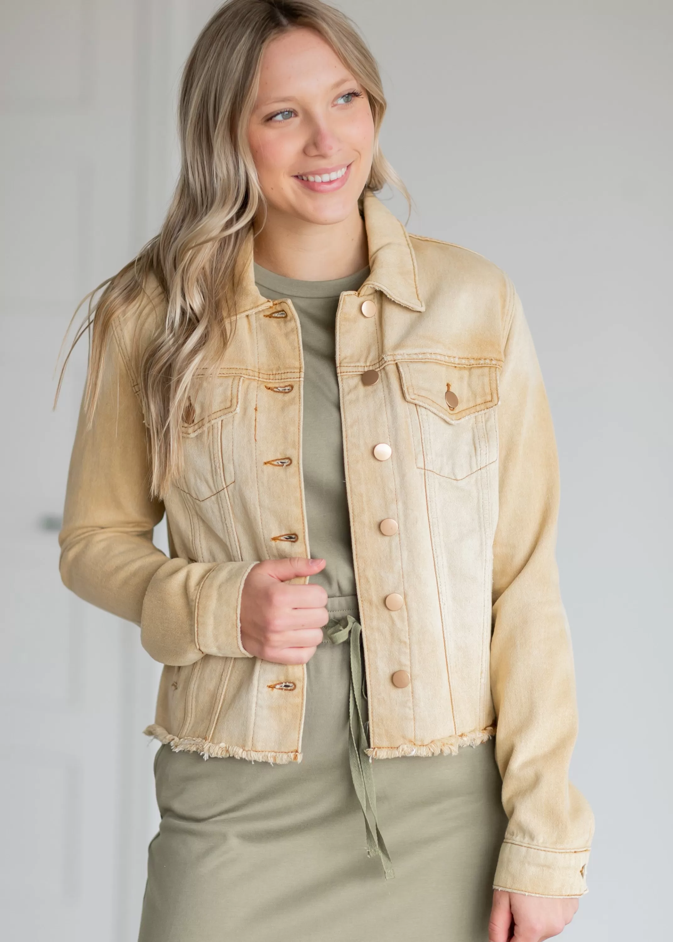 Fashion Julia Khaki Denim Jacket Women Jackets