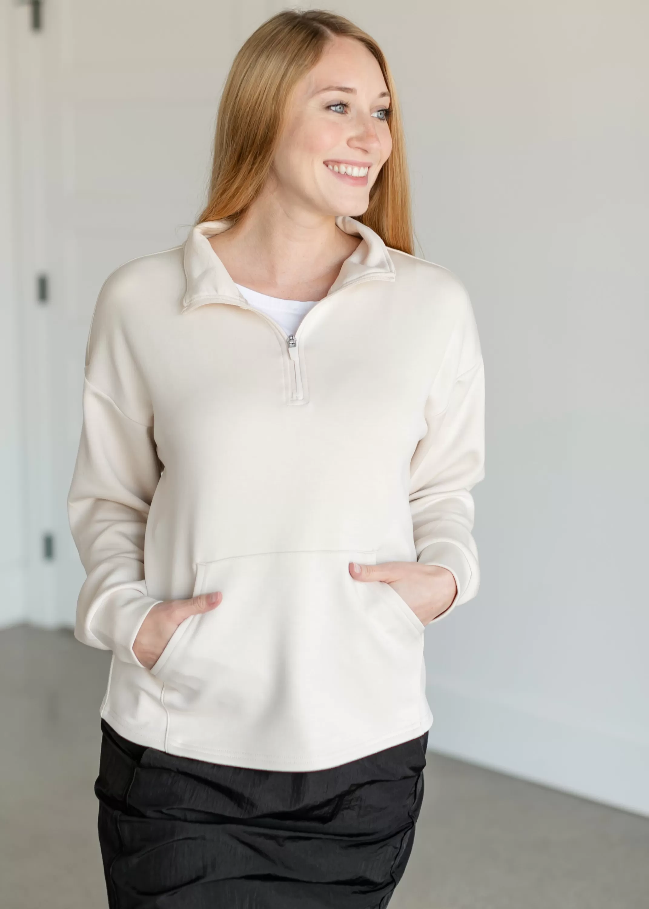 Clearance Keely Half Zip Long Sleeve Top Women Nursing Friendly