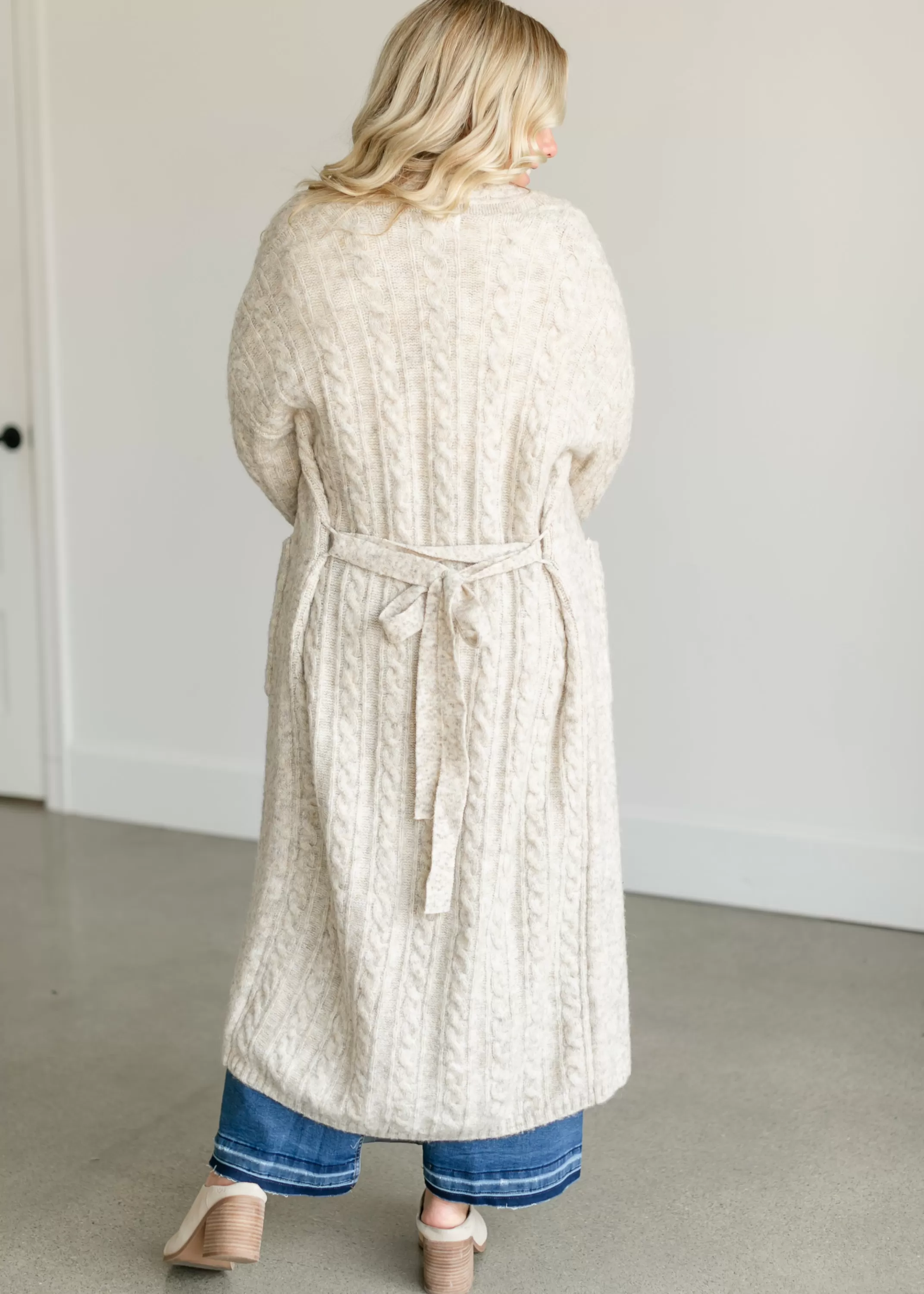 Outlet Lanai Cable Knit Long Cardigan Women Cardigans