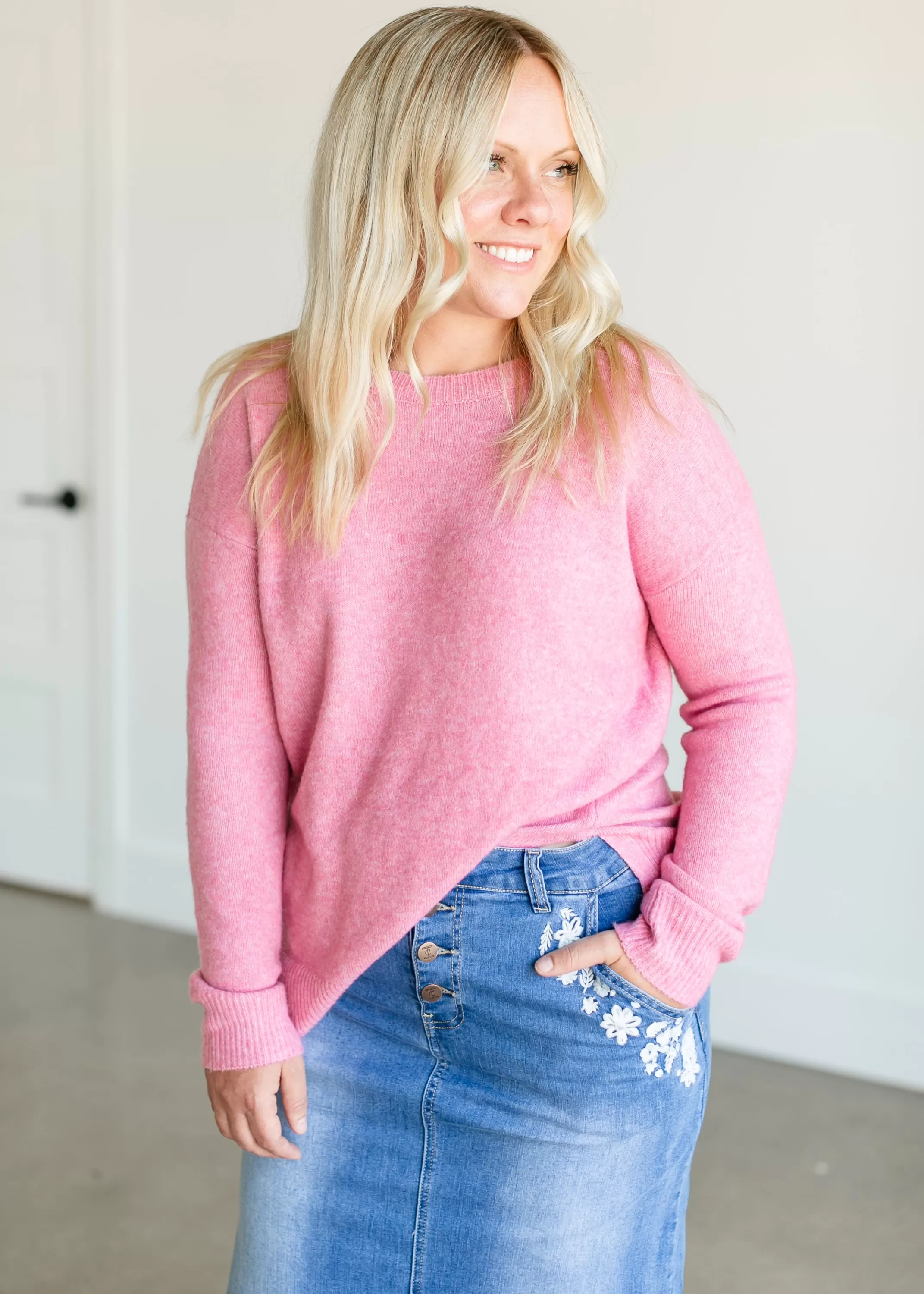 Store Lightweight Crewneck Pullover Sweater Women Long Sleeve