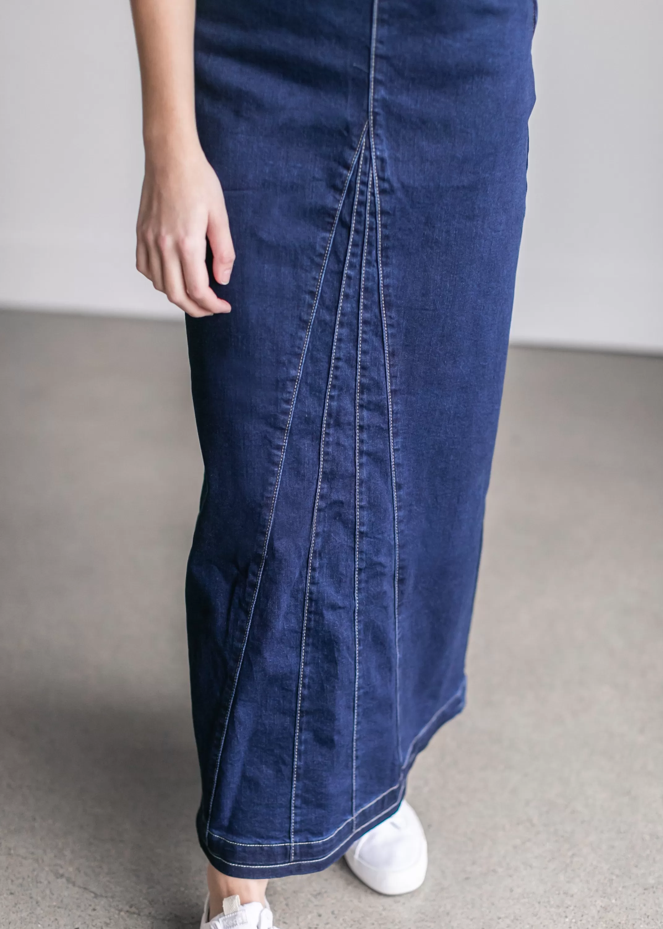 Clearance Linda Long Dark Denim A-Line Skirt | Inherit Co. Women Plus Size