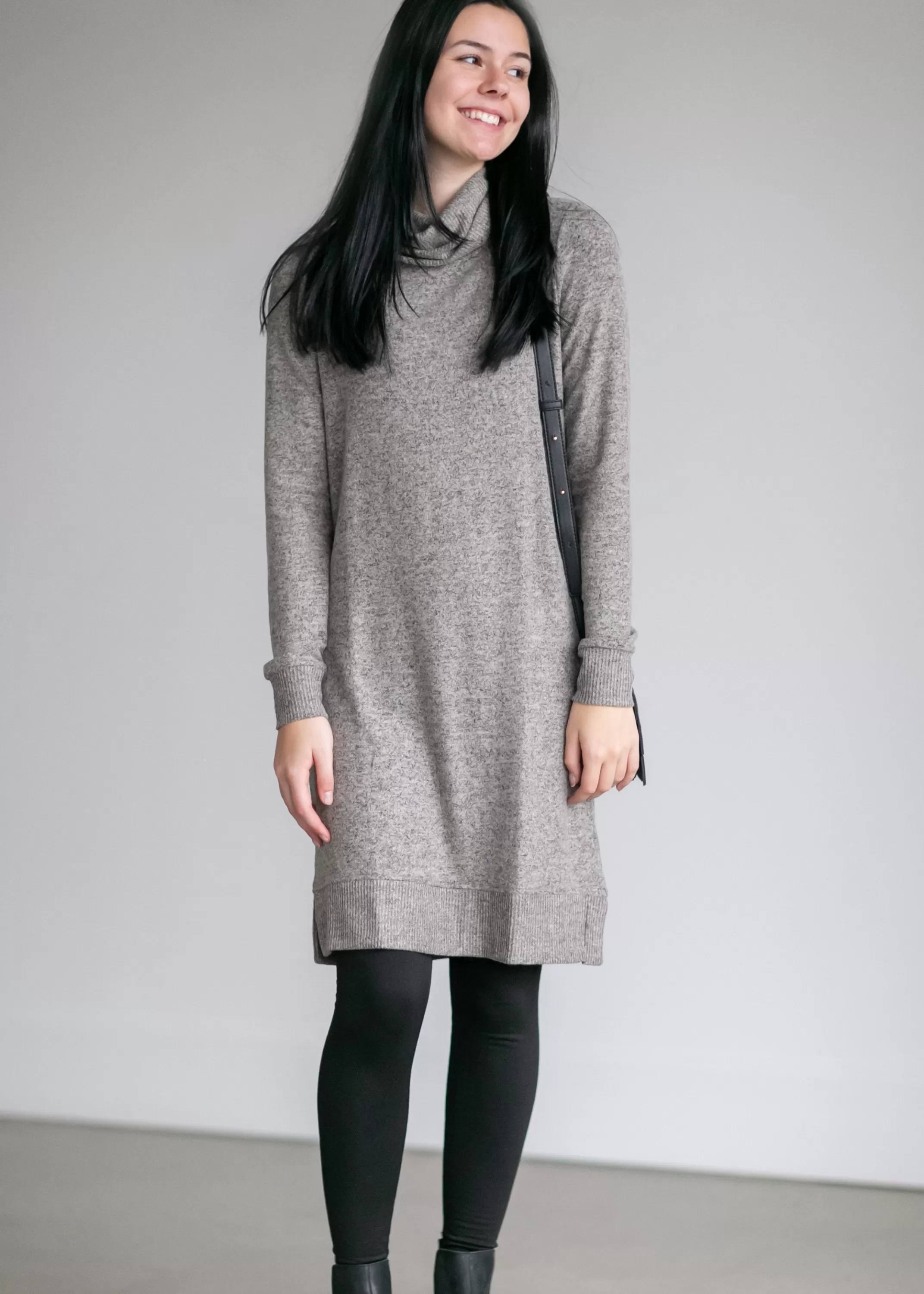 Outlet Mock Neck Sweater Midi Dress Women Midi Dresses