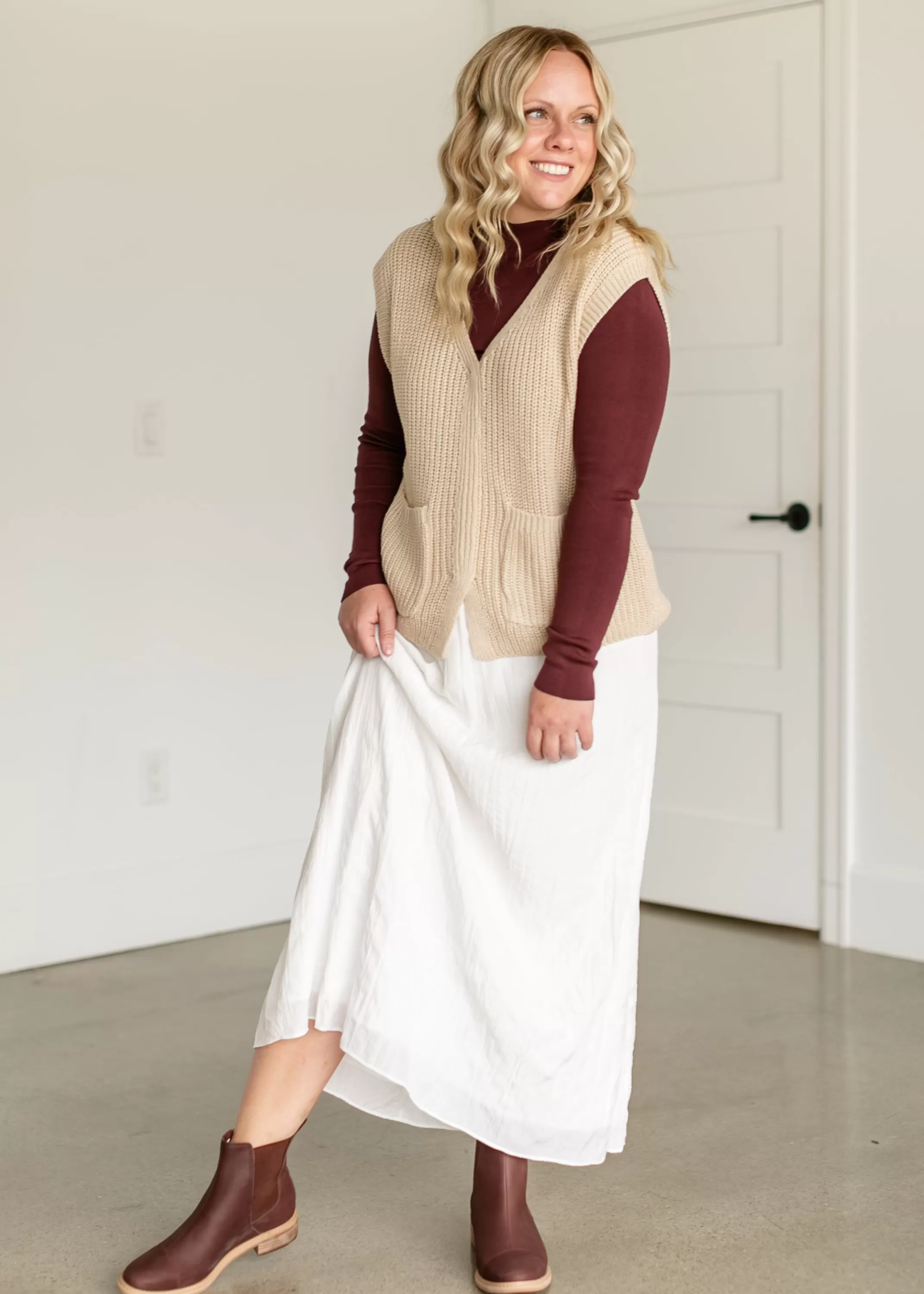 Shop Mockneck Fine Knit Sweater Women Long Sleeve
