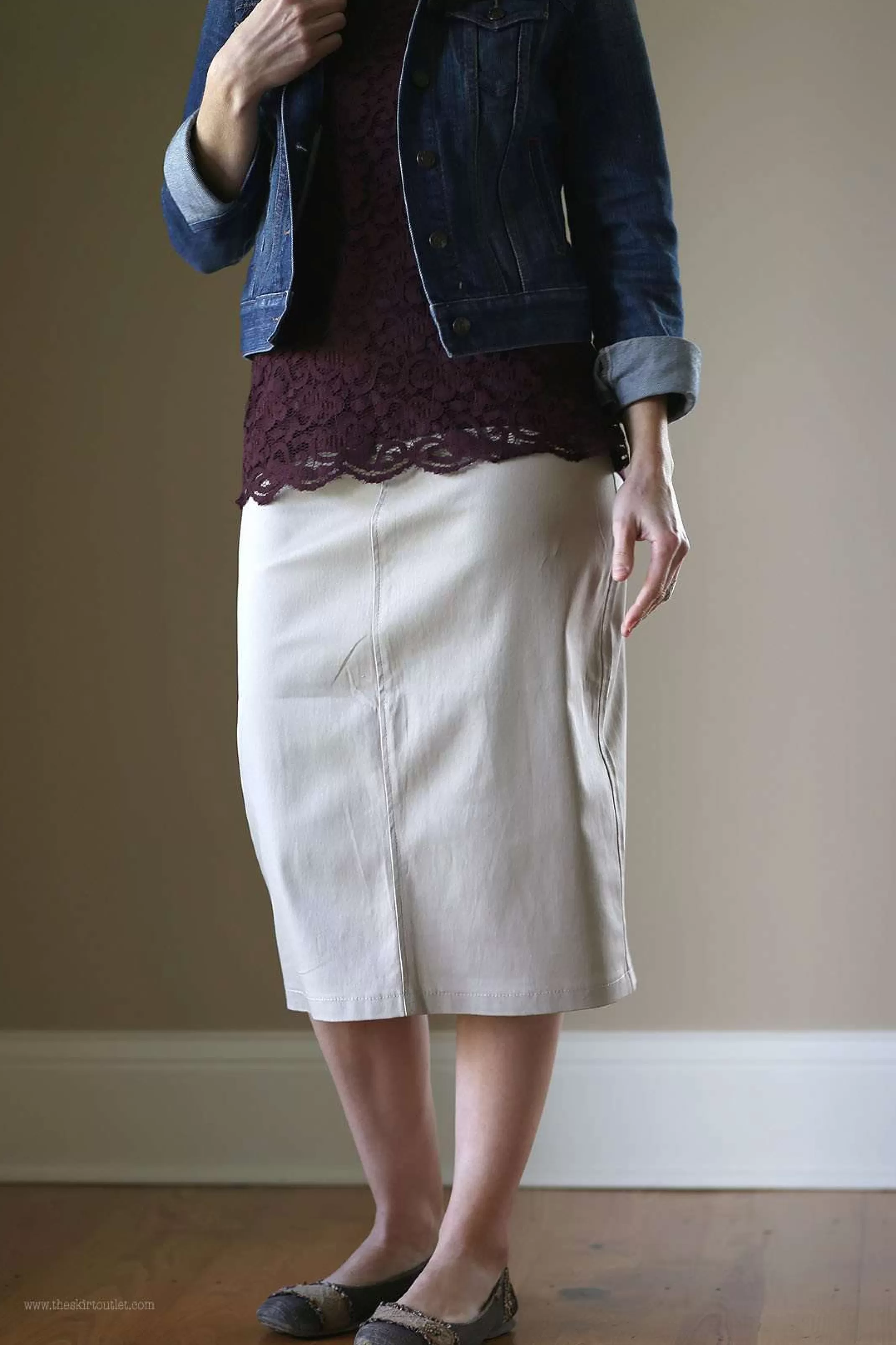 Sale Modest Women's Lounge-N-Khaki Midi Skirt | Inherit Clothing Company Women Plus Size