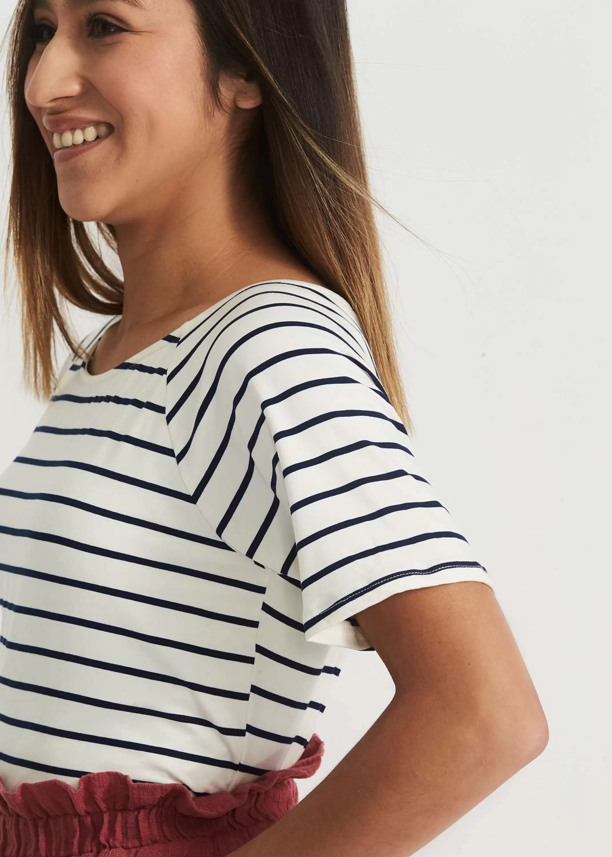 Best Modest Women's Muted Boat Neck Striped Tee | Inherit Clothing Company Women Tops