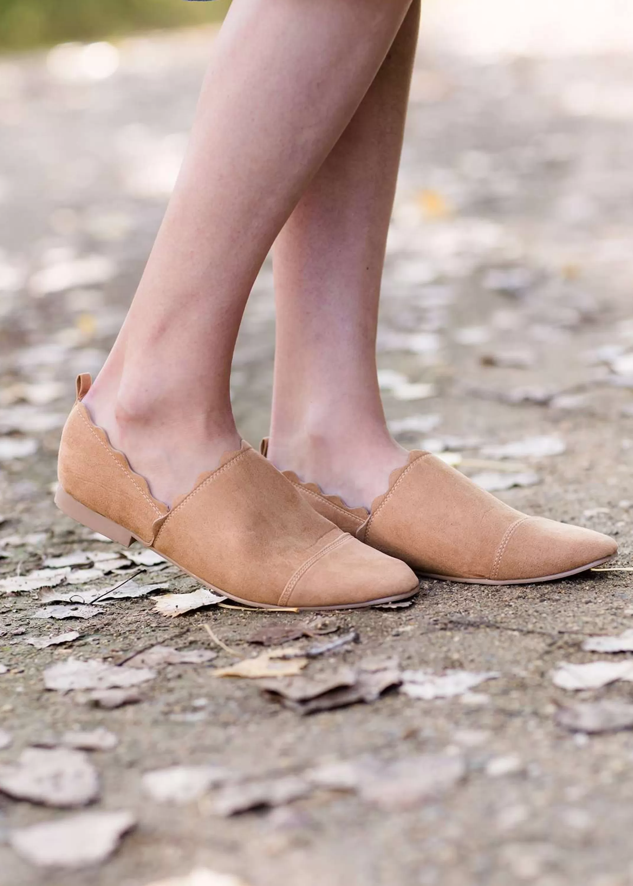 Sale Modest Women's Ribbon Detail Suede Flat | Inherit Clothing Company Women Shoes