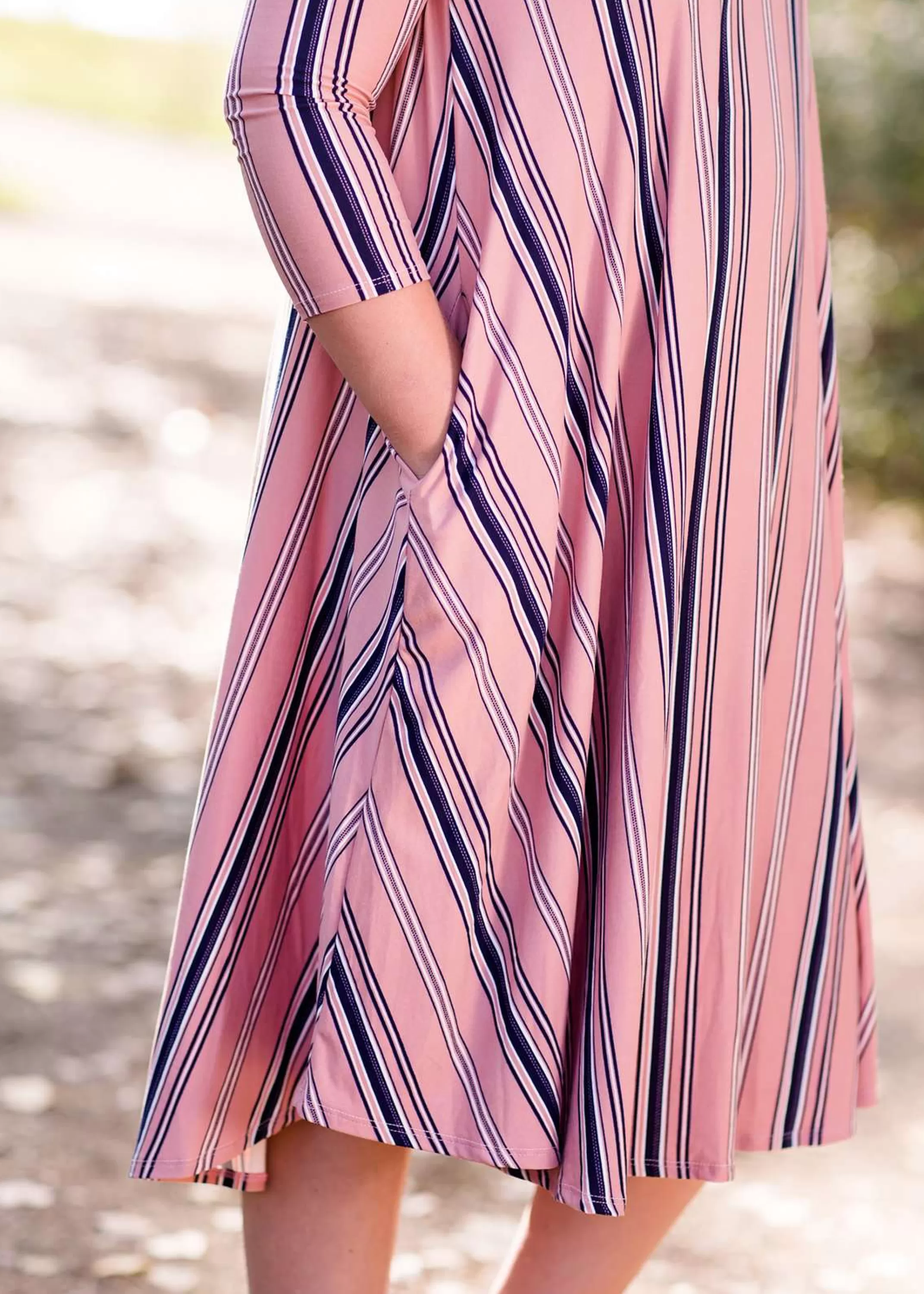 Best Sale Modest Women's Salem Striped Dress | Inherit Clothing Company Women Girls