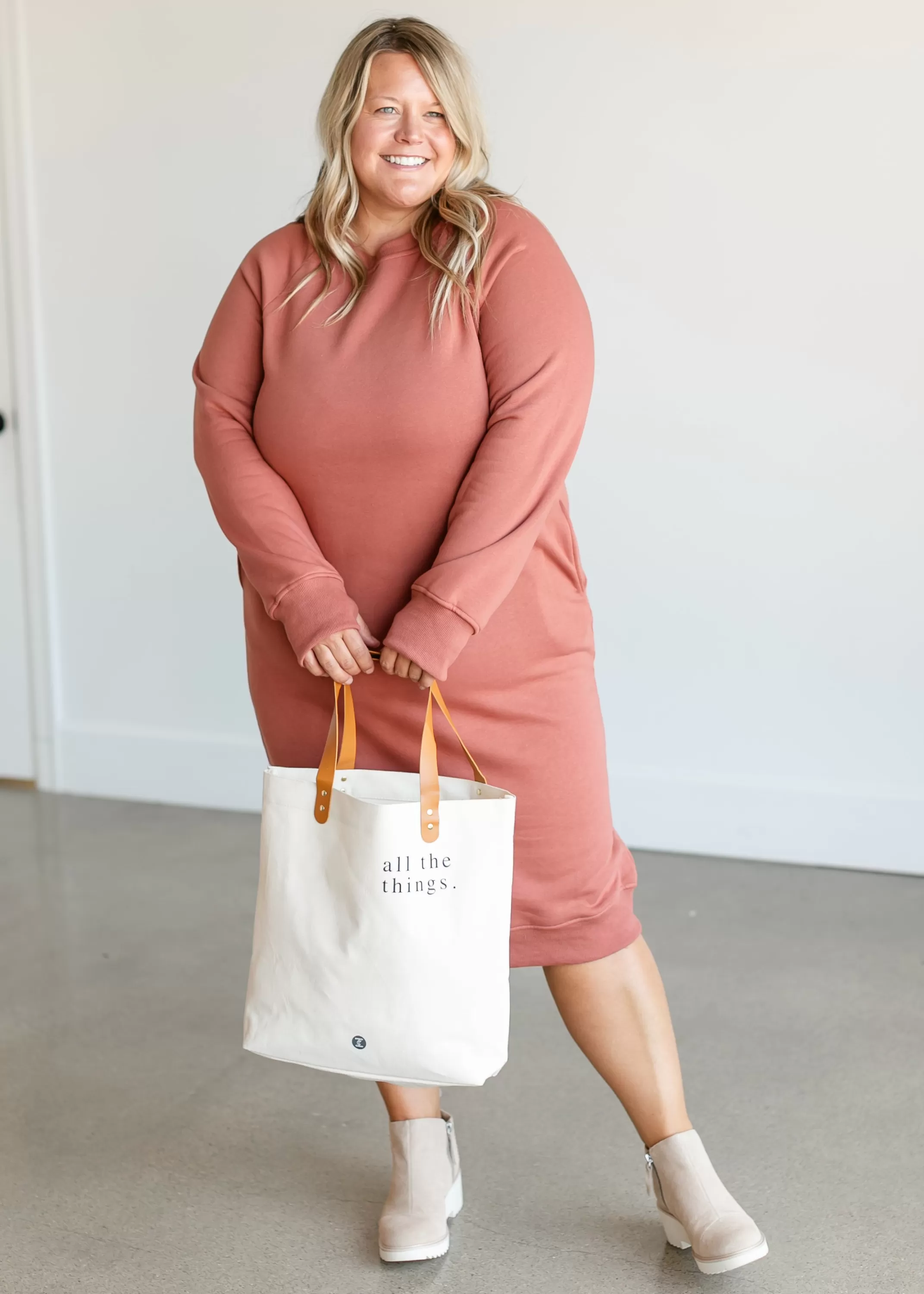 Discount Nova Crewneck Sweatshirt Dress-46" Women Plus Size
