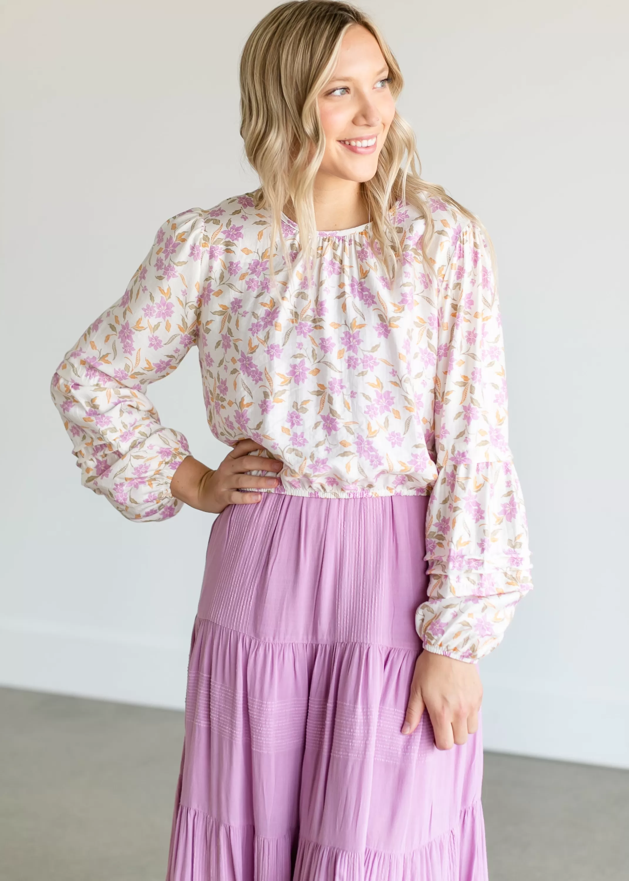New Nylah Tropical Floral Long Sleeve Top Women Long Sleeve