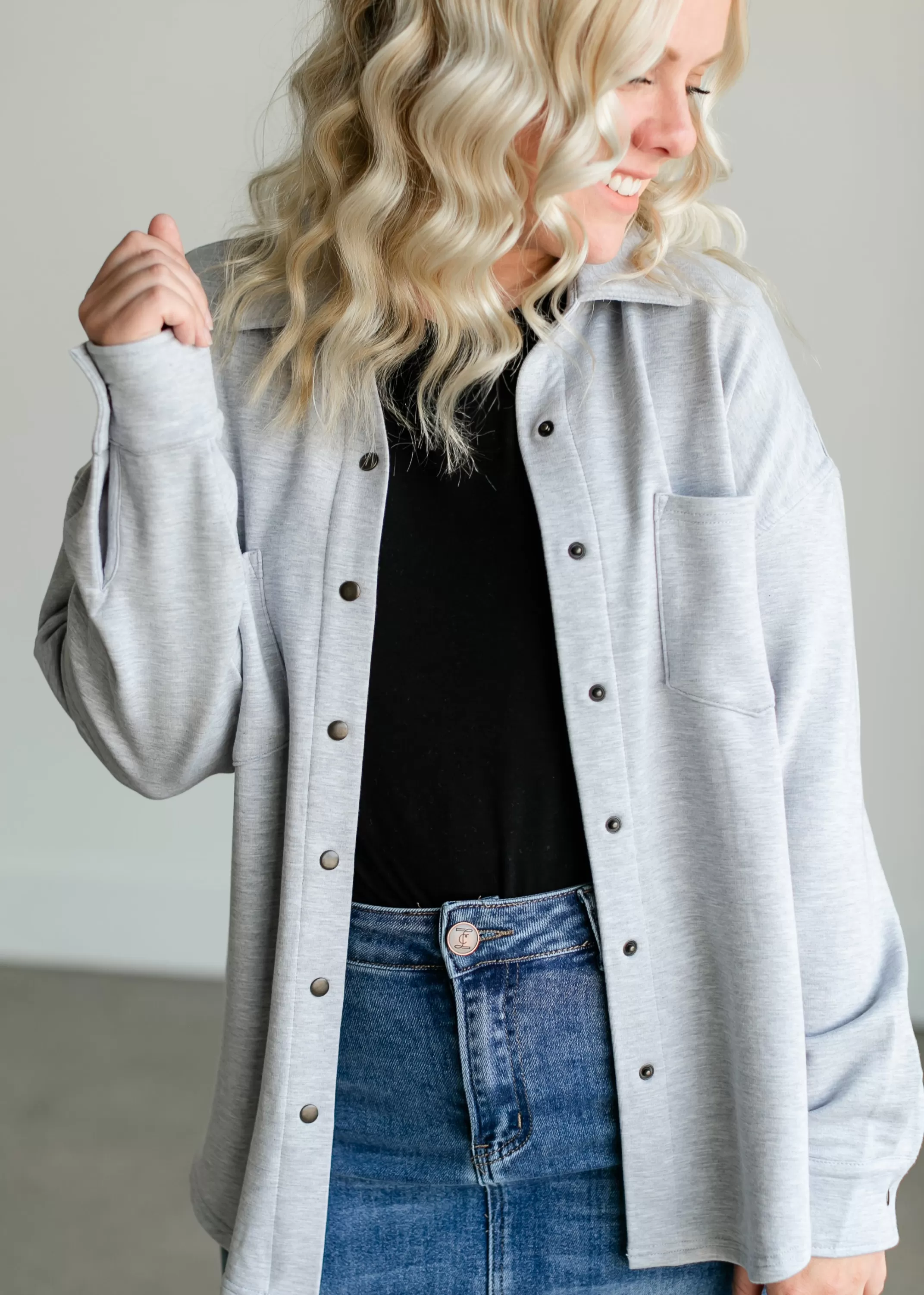 New Oversized Wfh Modal Shacket Women Long Sleeve