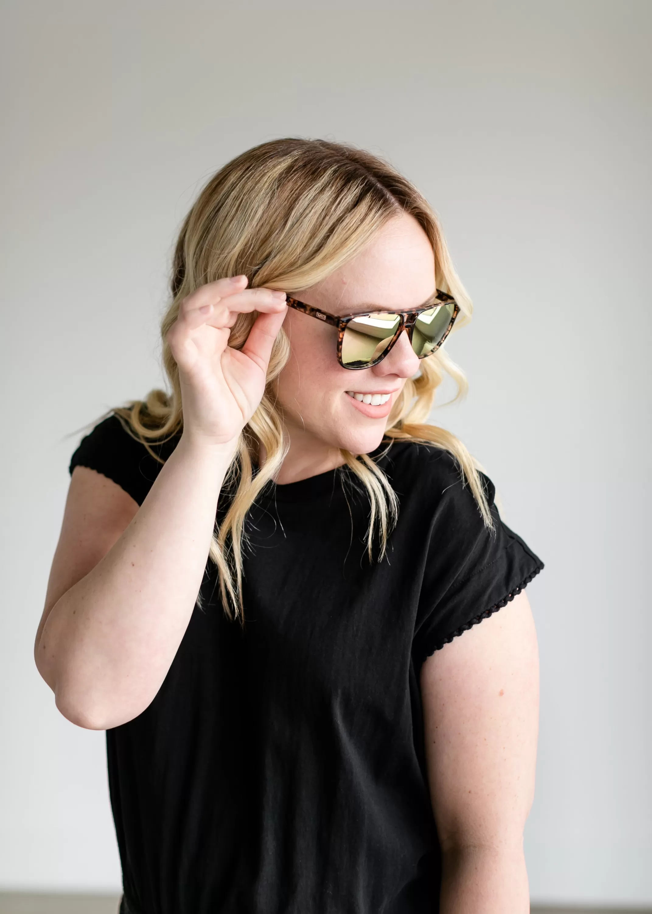 Hot Peach Tortoise Mirror Lens Sunglasses Women Accessories