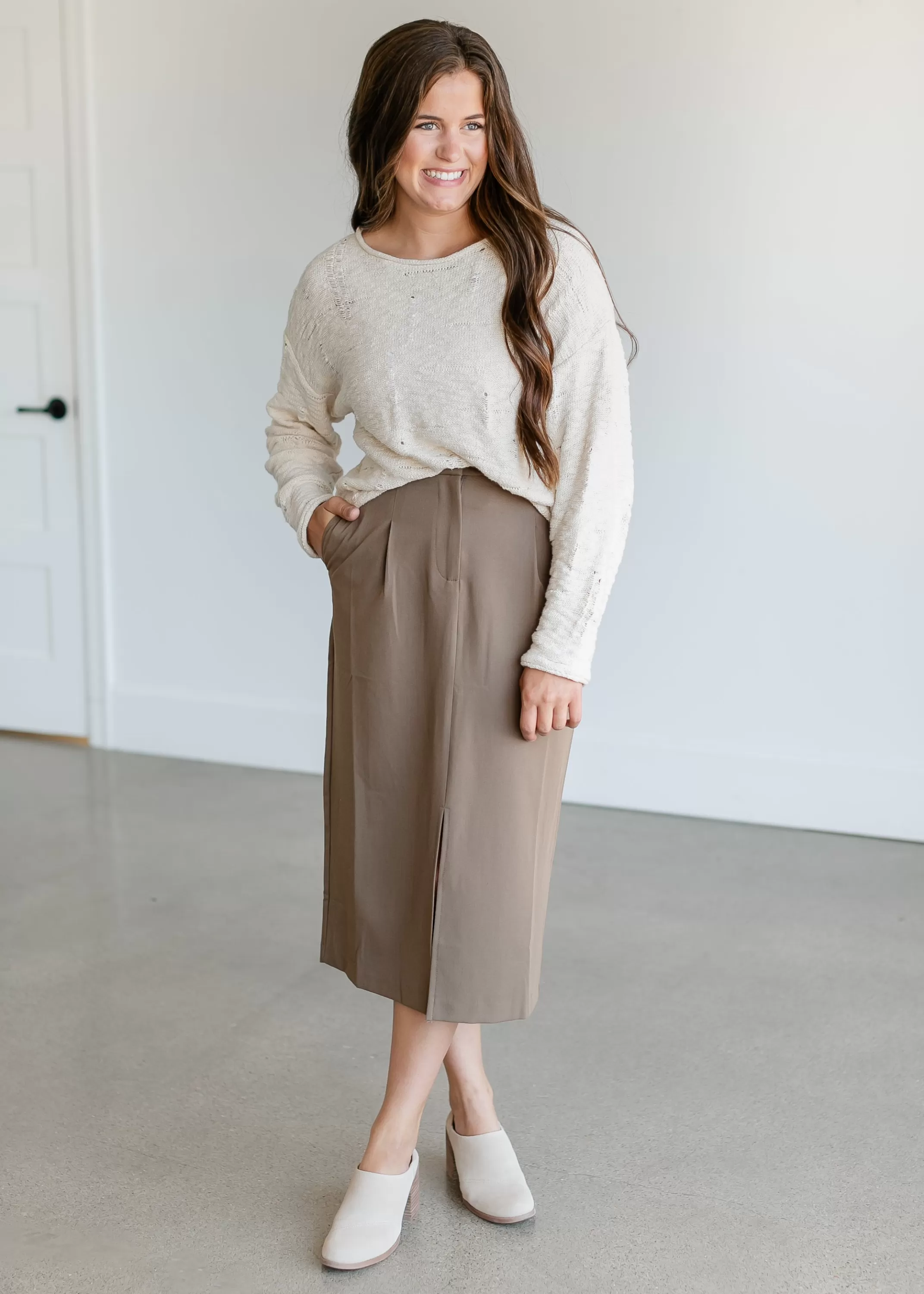 New Penny Trouser Midi Skirt Women Slit