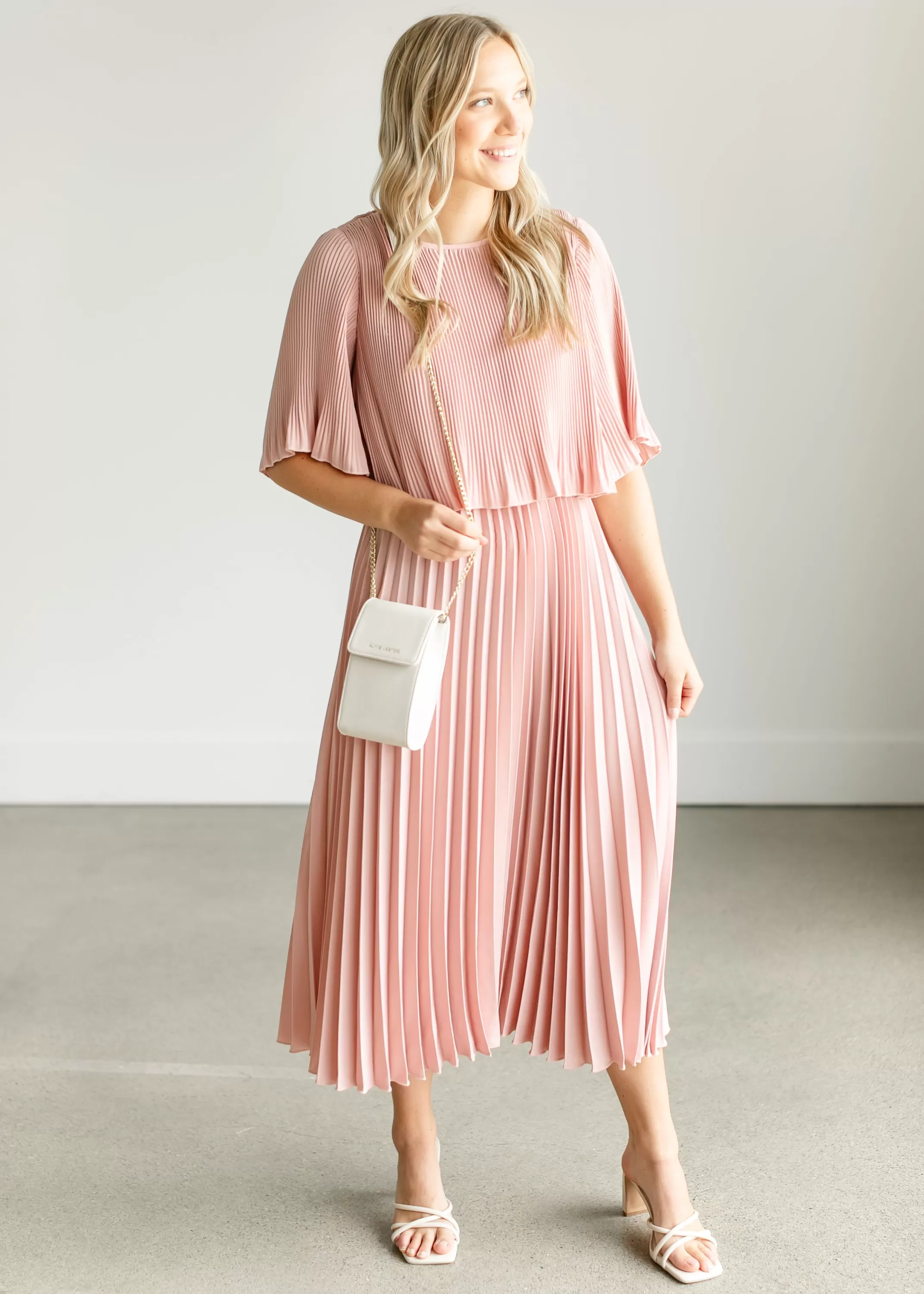 Shop Pleated Blush Maxi Dress Women Maternity Friendly