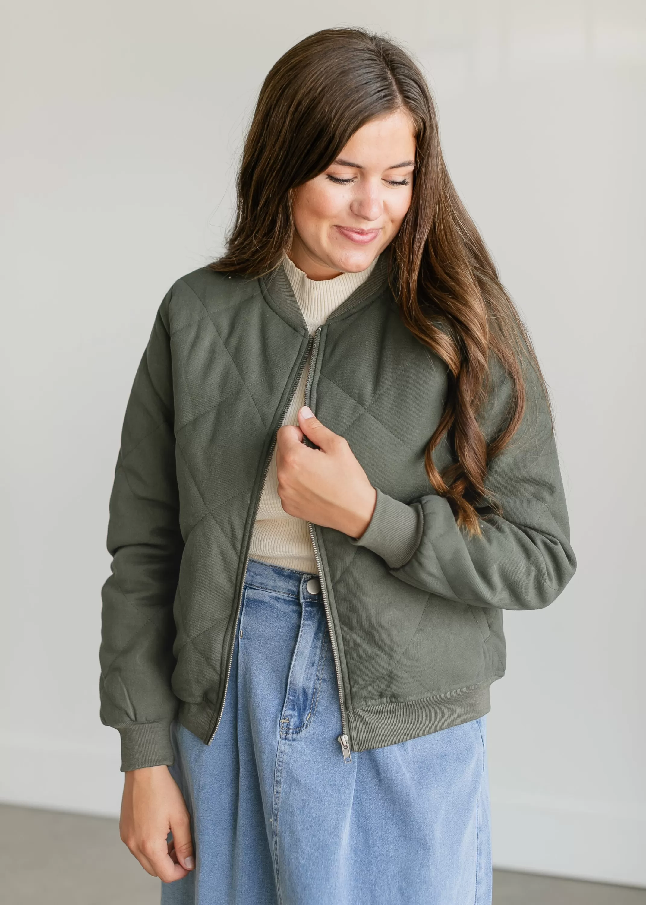 Cheap Quilted Zip Up Bomber Jacket Women Nursing Friendly