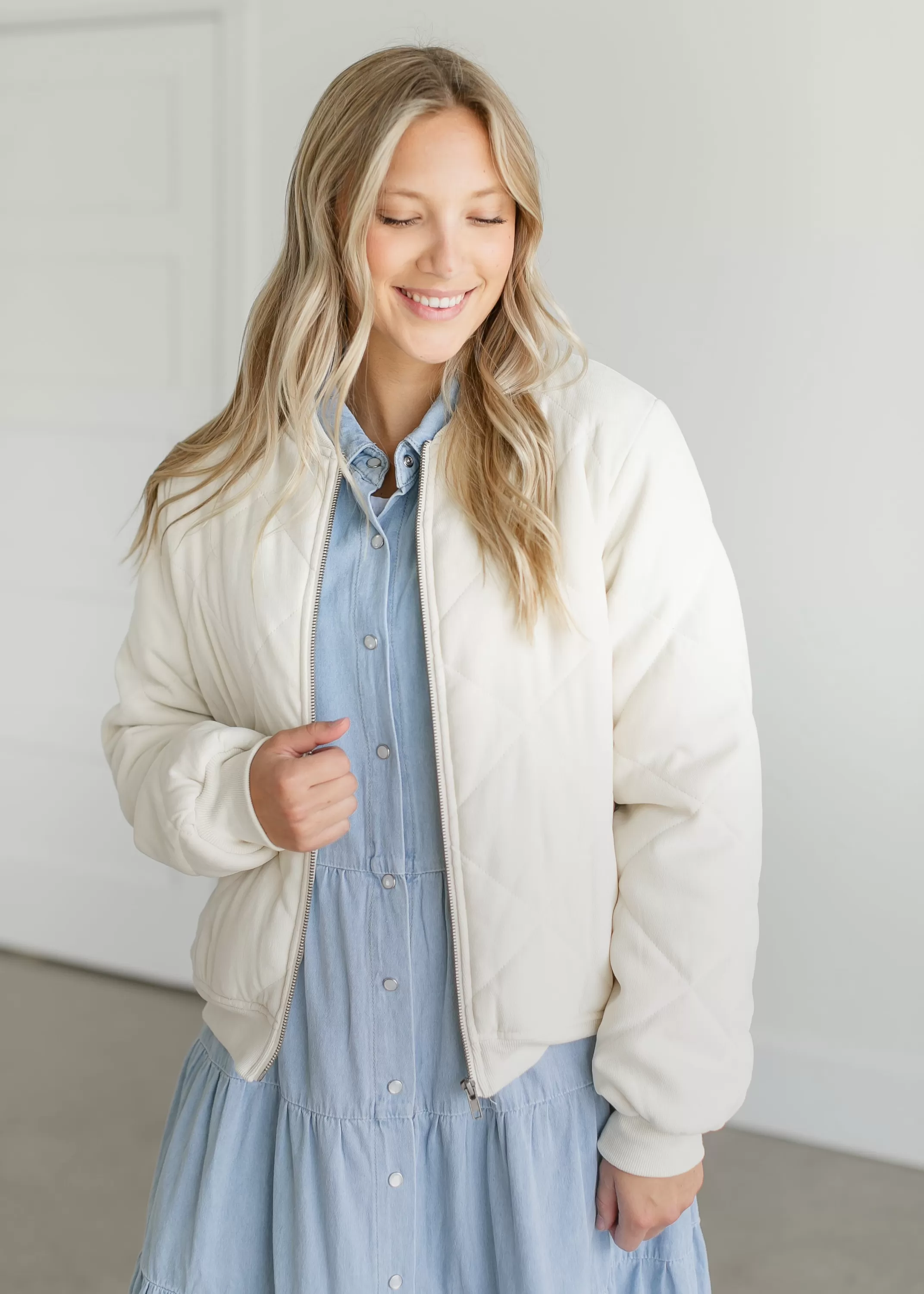 Cheap Quilted Zip Up Bomber Jacket Women Nursing Friendly