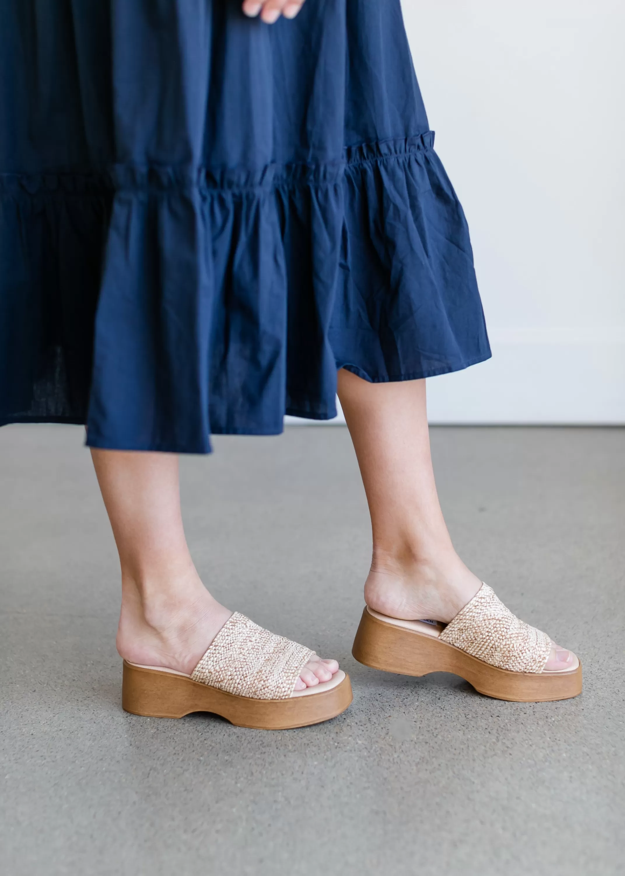 Shop Raffia Platform Slide Sandal Women Shoes