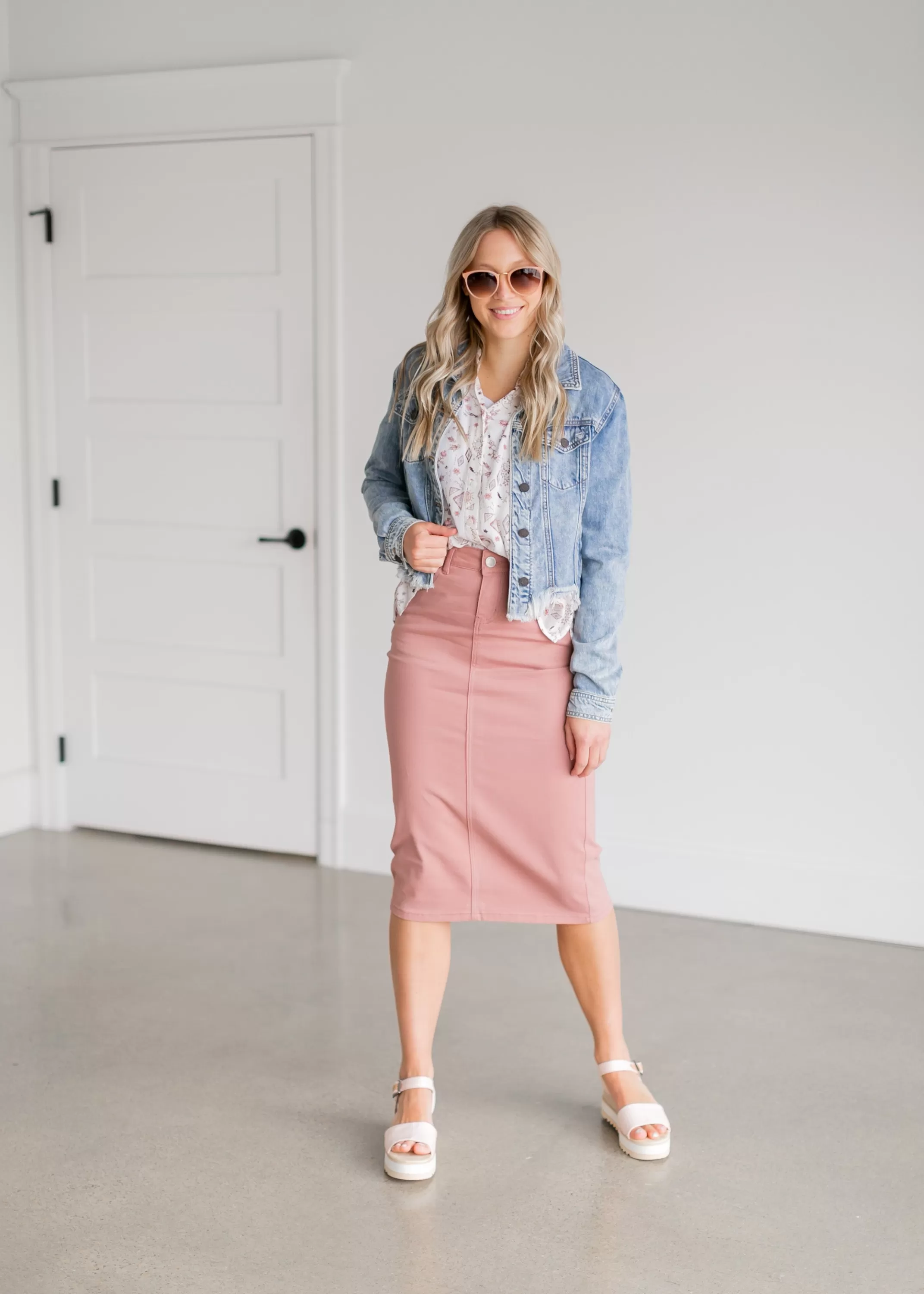 Flash Sale Remi Burlwood Denim Midi Skirt Women Plus Size