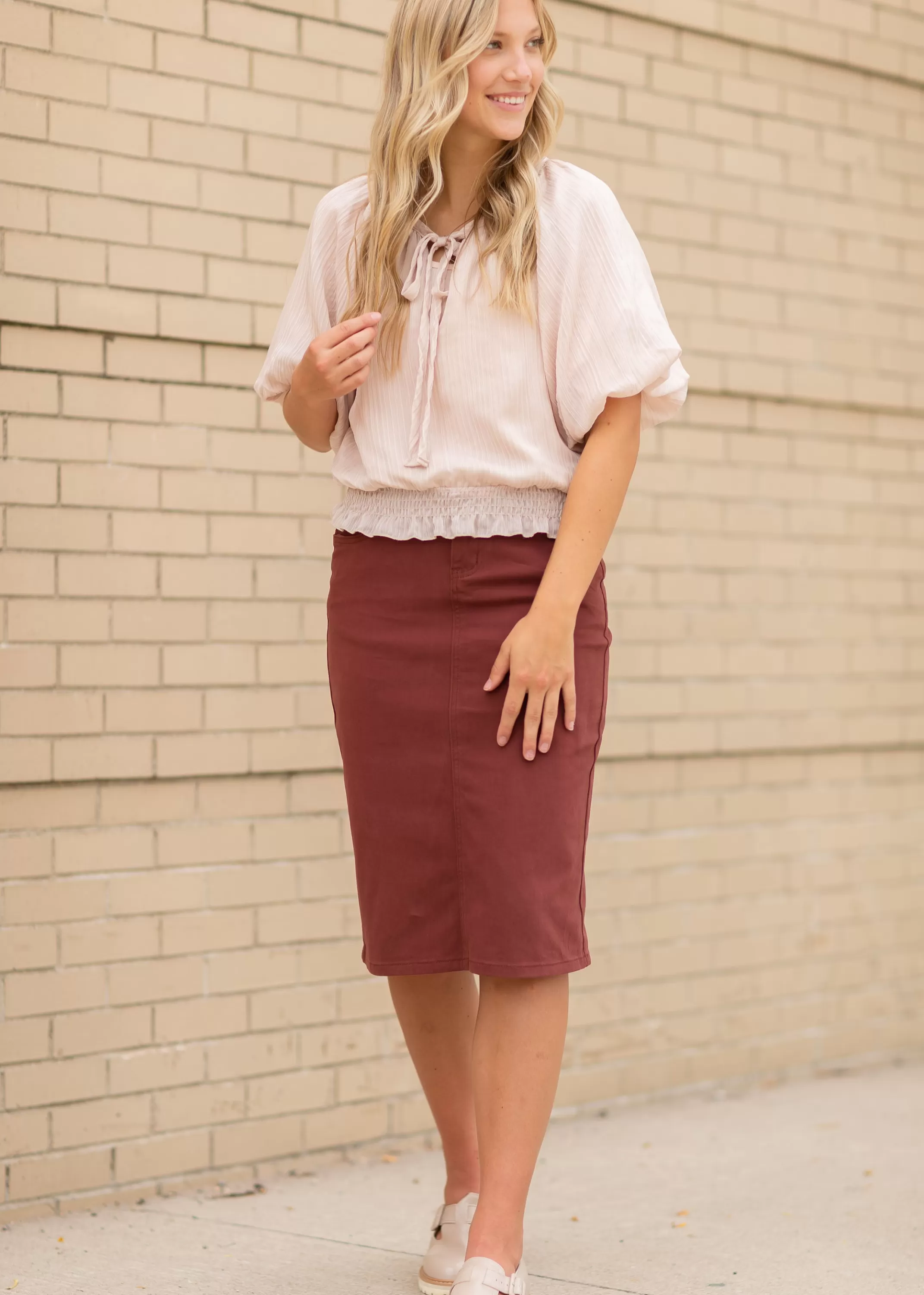 Best Remi Rosewood Denim Midi Skirt Women Plus Size