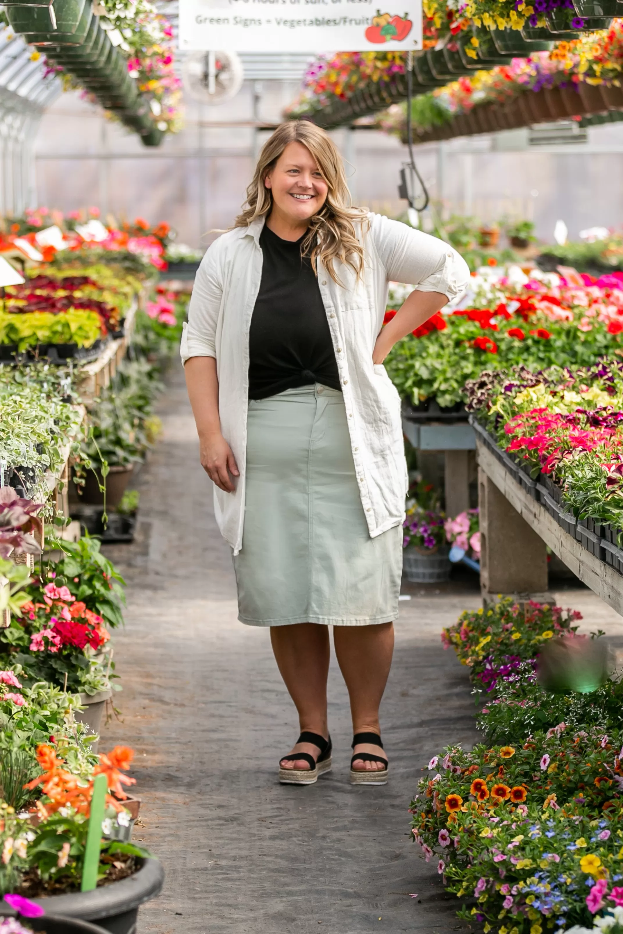 Fashion Remi Summer Sage Denim Midi Skirt Women Plus Size